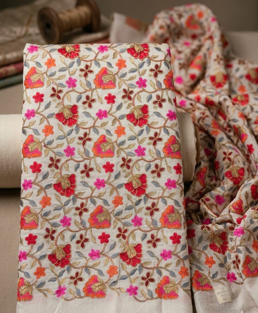 Multicolour Floral Brocade Than Fabric - Bana