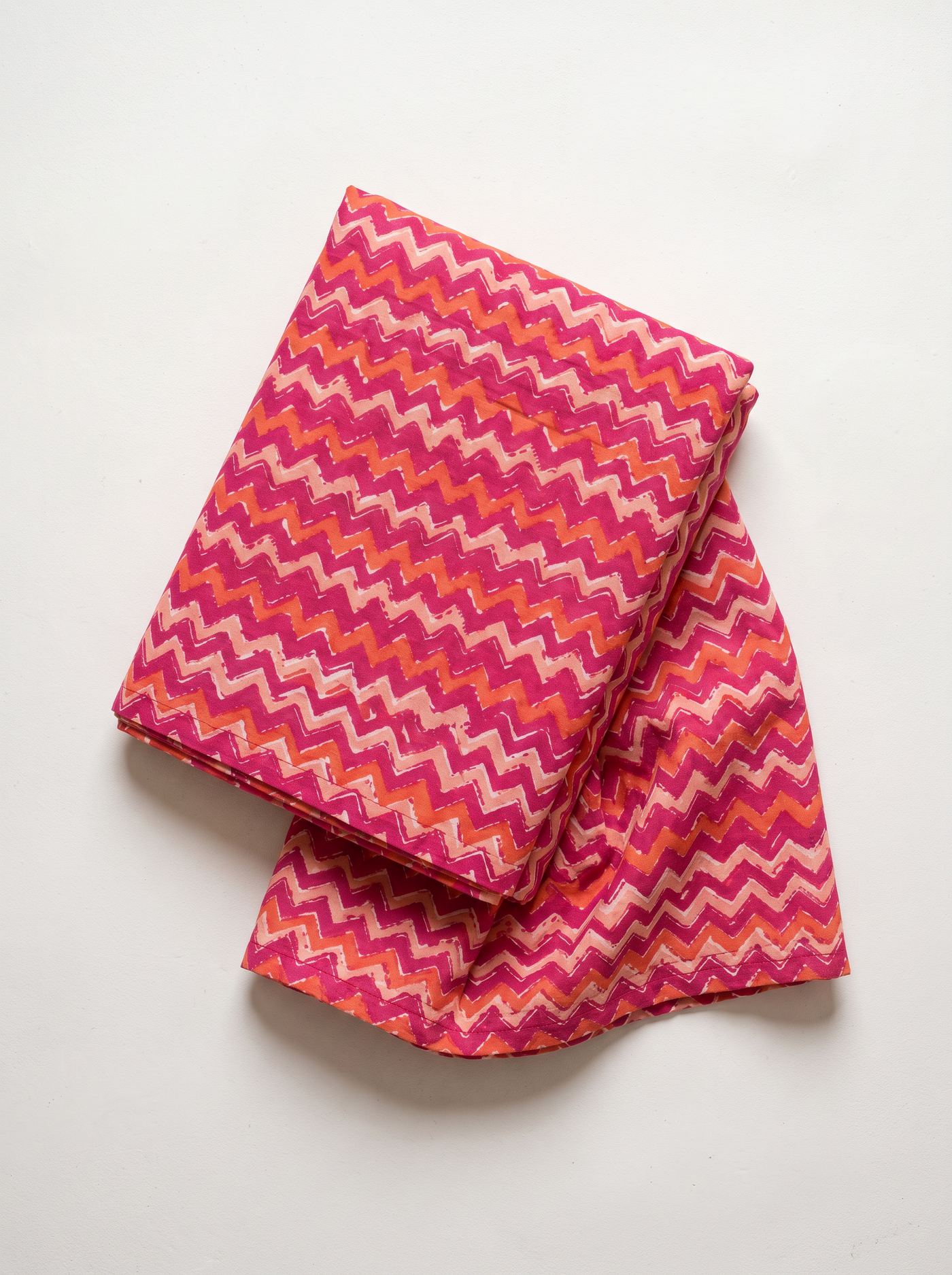 Rani Pink Hand Block Print Cotton Than Fabric sold by meter at Bana