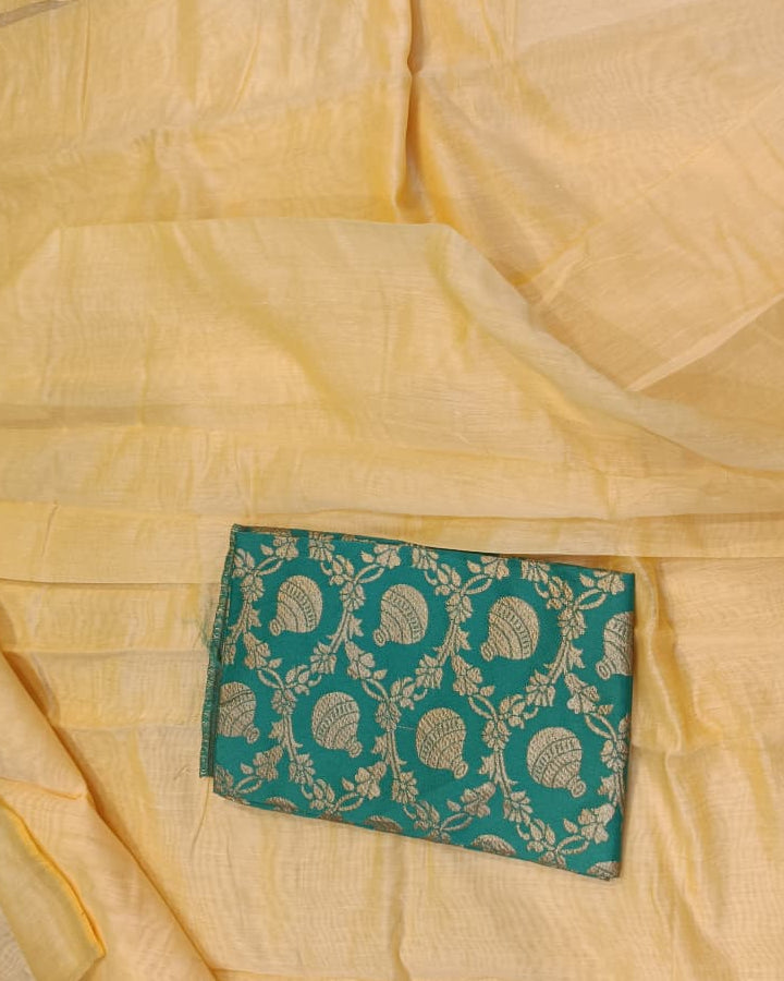 Plain Mul Chanderi Saree with Brocade Blouse