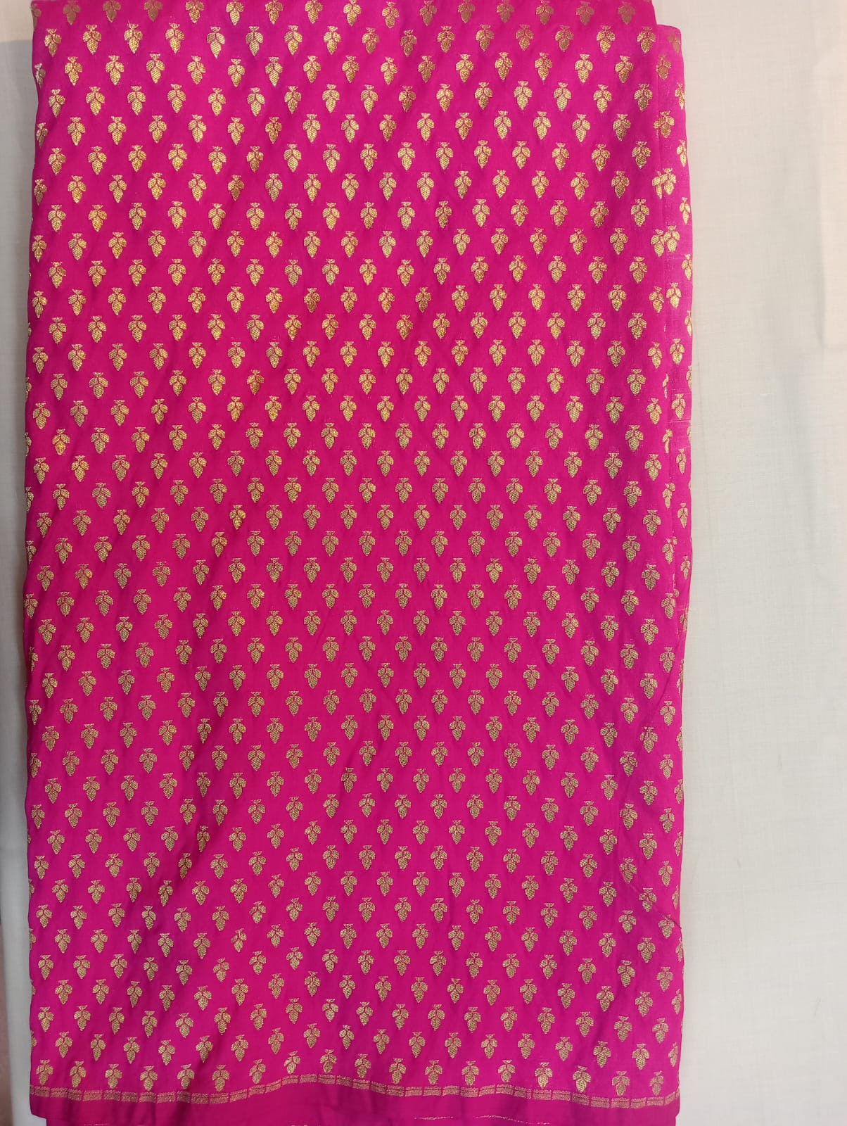 Pure Banarasi Zari Than Fabric - Rani Pink - Bana