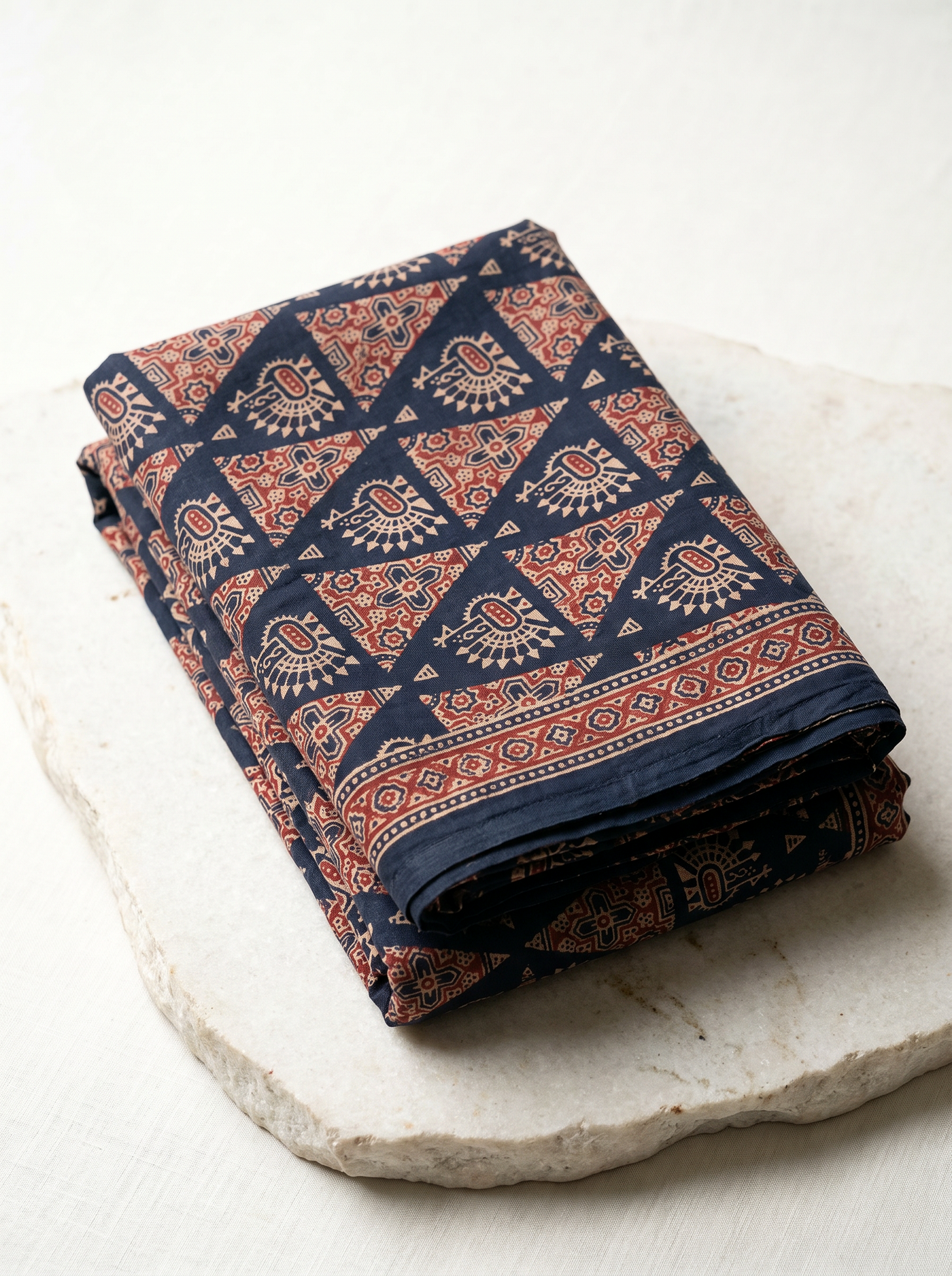 Indigo Blue Cotton Print Cotton Than Fabric sold by meter at Bana