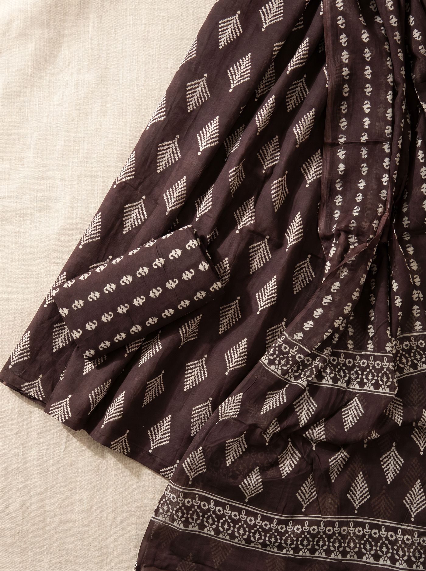 Charcoal Grey + Grey cotton suit with cotton dupatta unstitched suit material