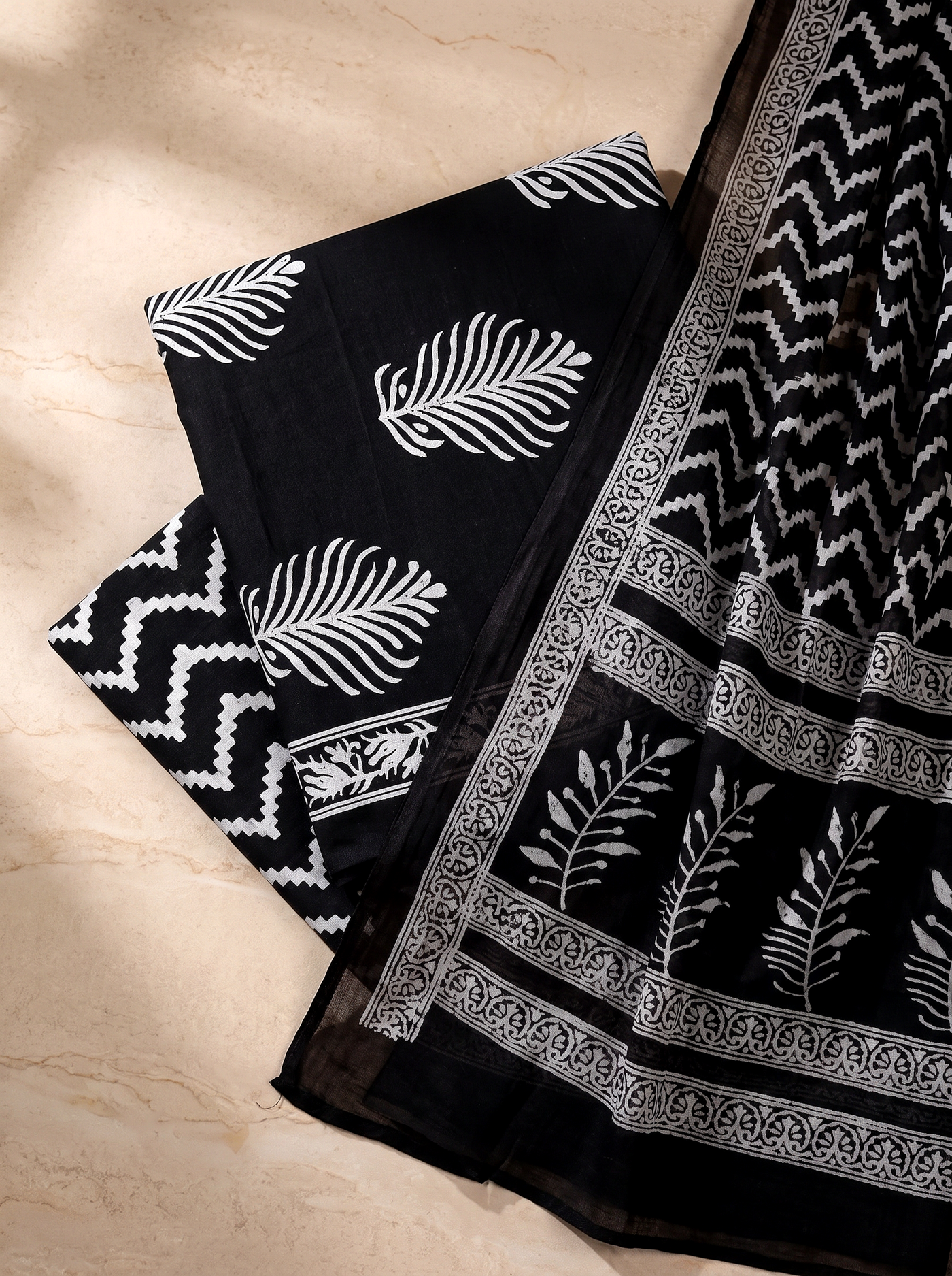 Silver Grey + Grey cotton suit with cotton dupatta unstitched suit material