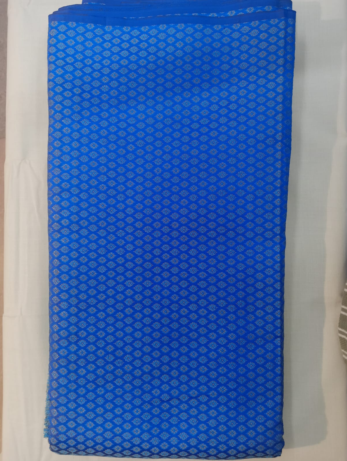 Chanderi Silk Self Design Than Fabric - Royal Blue - Bana