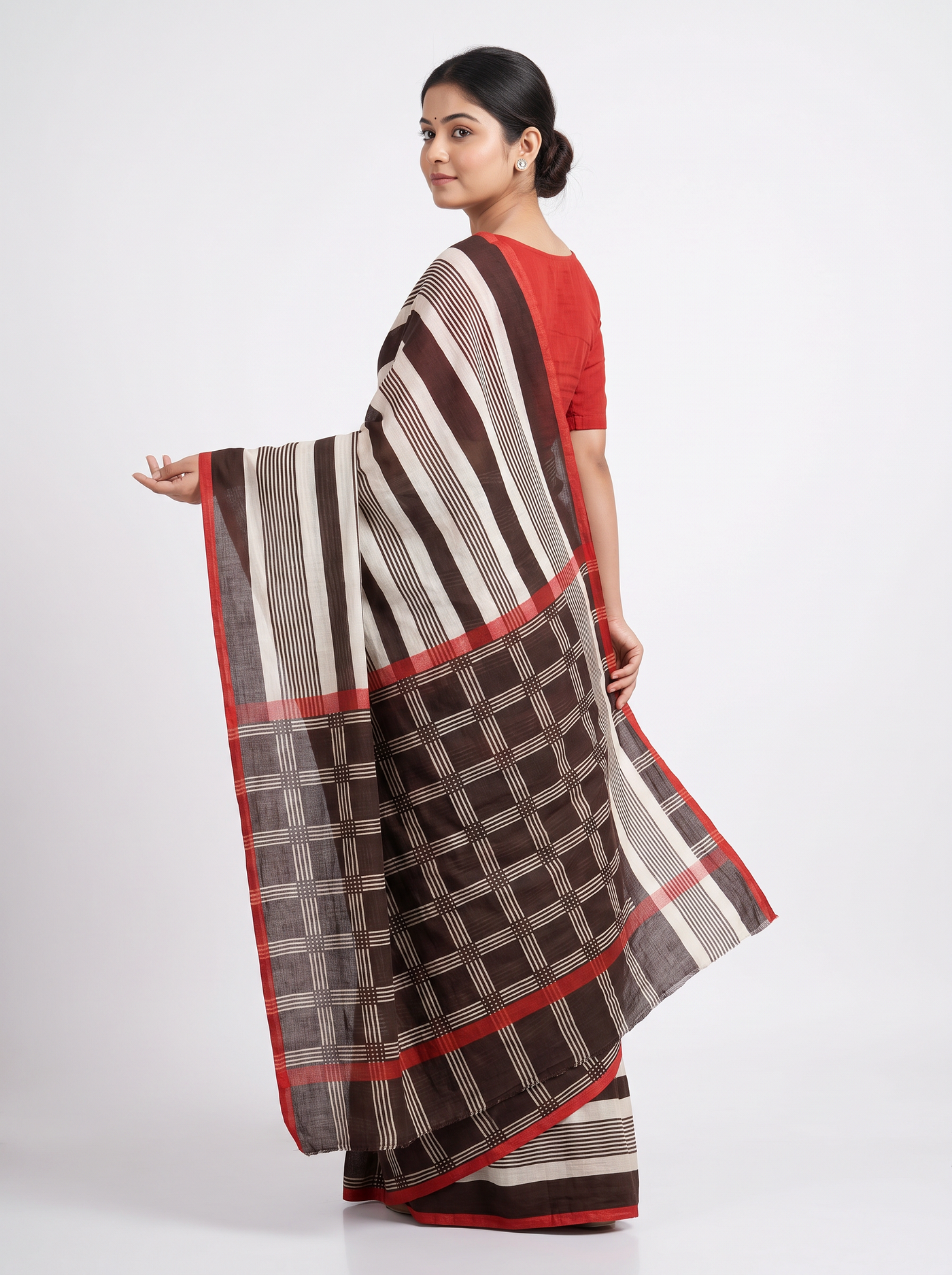 Mul Modal Cotton Wine Printed Dailywear Saree 2 - Image 4