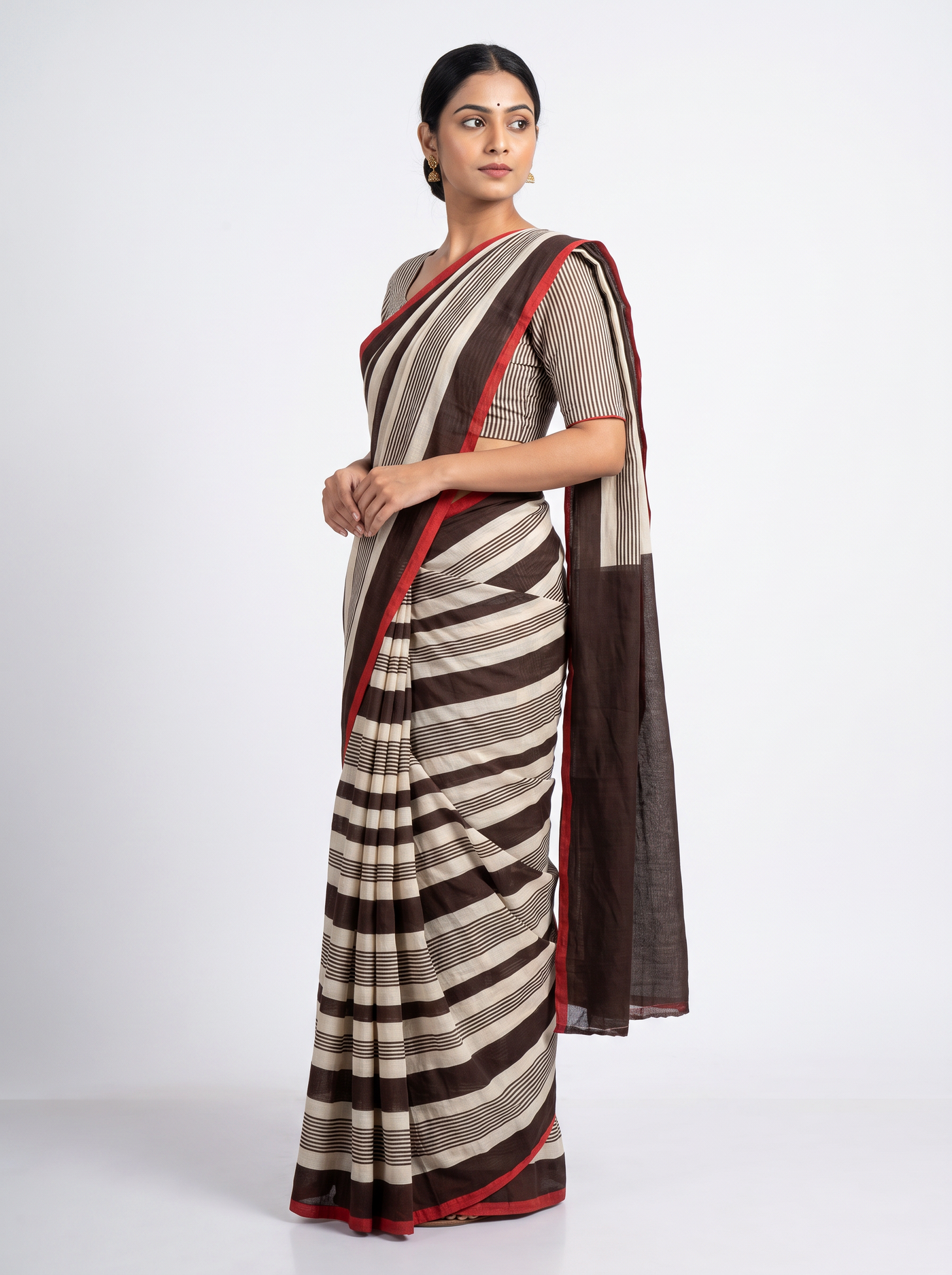 Mul Modal Cotton Wine Printed Dailywear Saree - Image 2