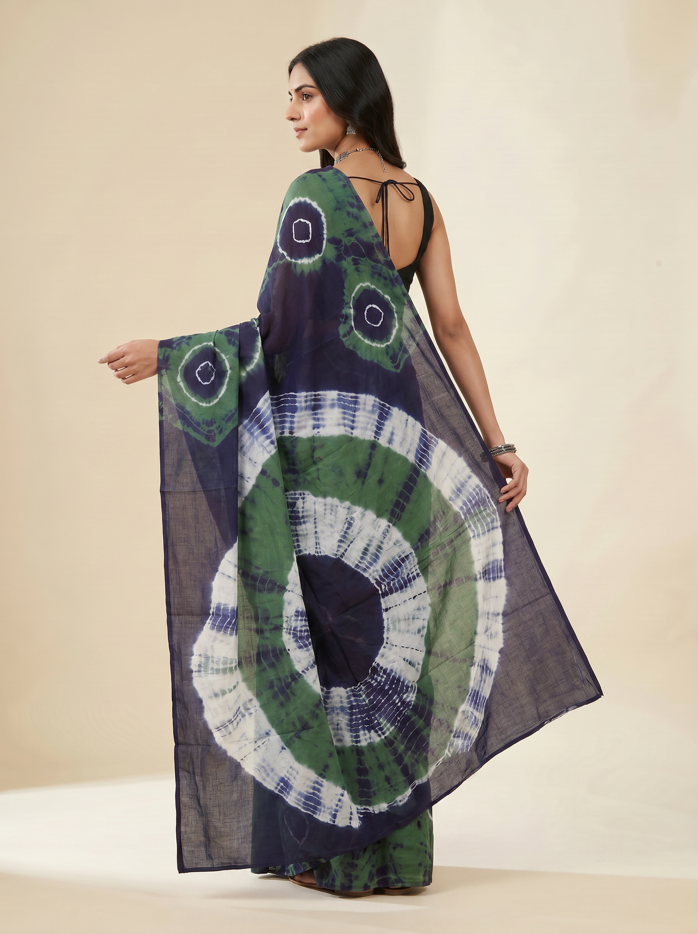 Pure Mulmul Cotton Saree | Bottle Green + Charcoal Grey + Grey + Plum Handblock Print | Summer & Office Wear | With Blouse image 4