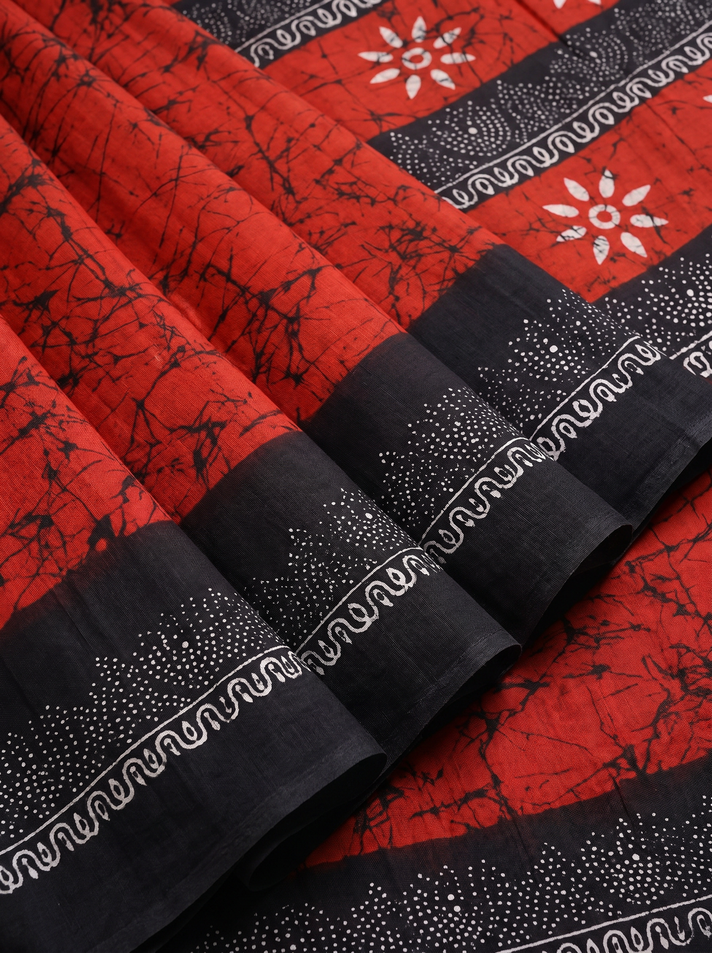 Pure Mulmul Cotton Saree | Crimson Handblock Print | Summer & Office Wear | With Blouse image 5