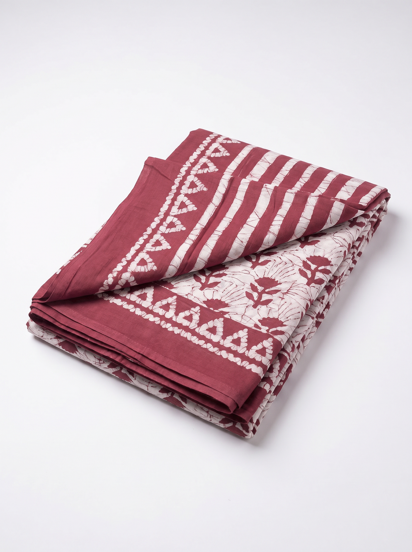 Pure Mulmul Cotton Saree | Deep Red Handblock Print | Summer & Office Wear | With Blouse image 5