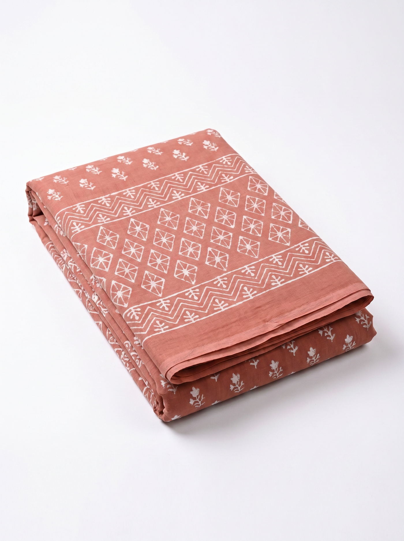 Pure Mulmul Cotton Saree | Deep Red Handblock Print | Summer & Office Wear | With Blouse | Design 3 image 5