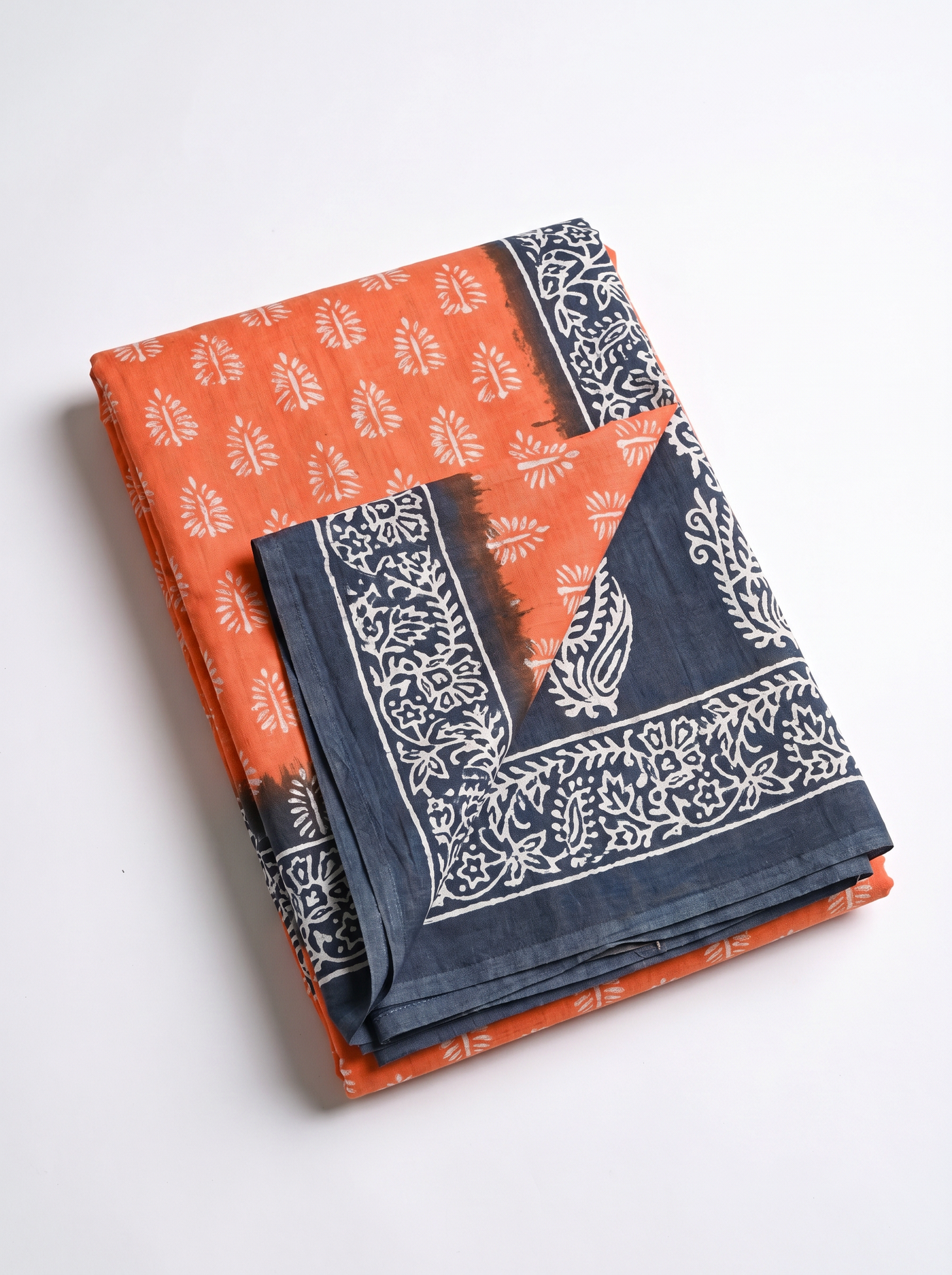 Pure Mulmul Cotton Saree | Deep Red + Grey Handblock Print | Summer & Office Wear | With Blouse | Design 2 image 5