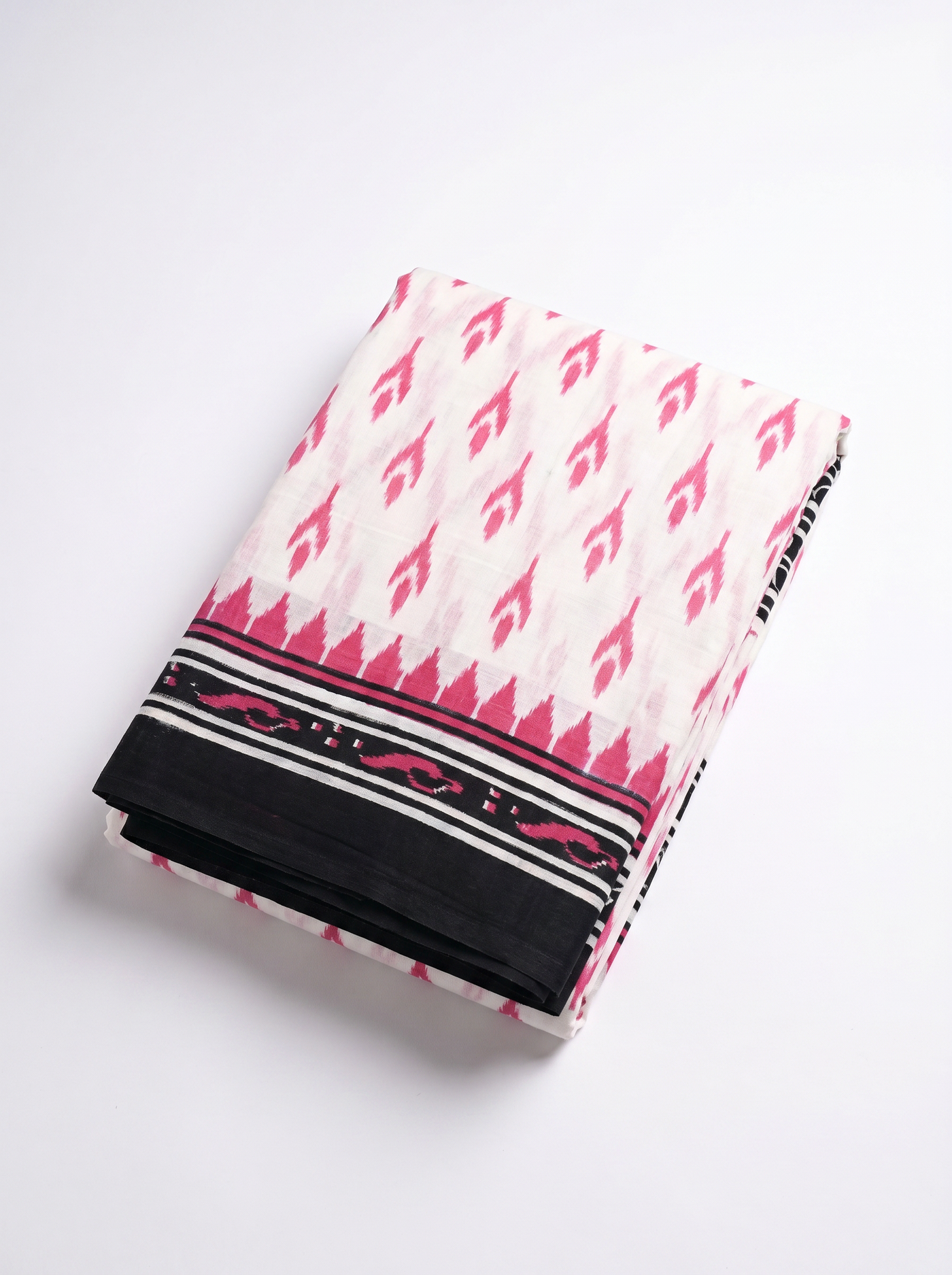 Pure Mulmul Cotton Saree | Deep Red + Grey Handblock Print | Summer & Office Wear | With Blouse image 5