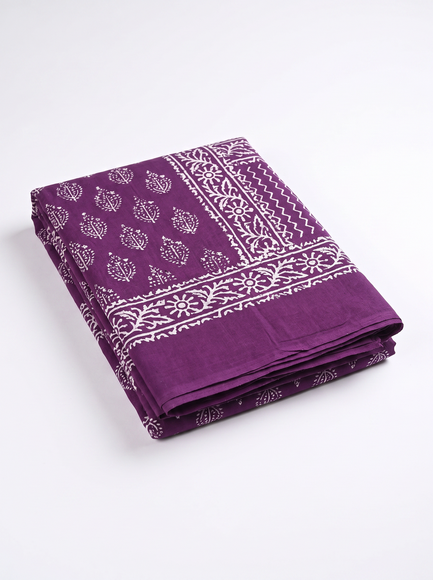 Pure Mulmul Cotton Saree | Dusty Pink + Wine Handblock Print | Summer & Office Wear | With Blouse image 5