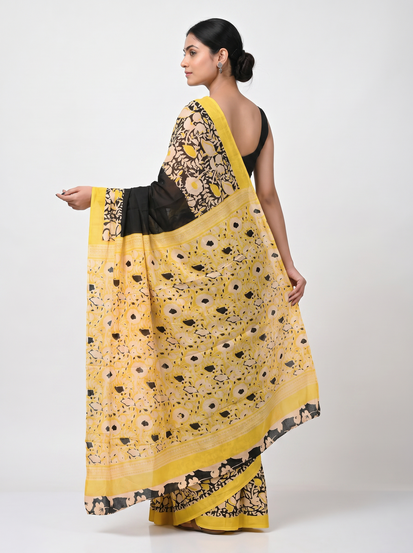 Pure Mulmul Cotton Saree | Golden Woven Golden Zari | Festive Wear | With Blouse | Design 3 image 4