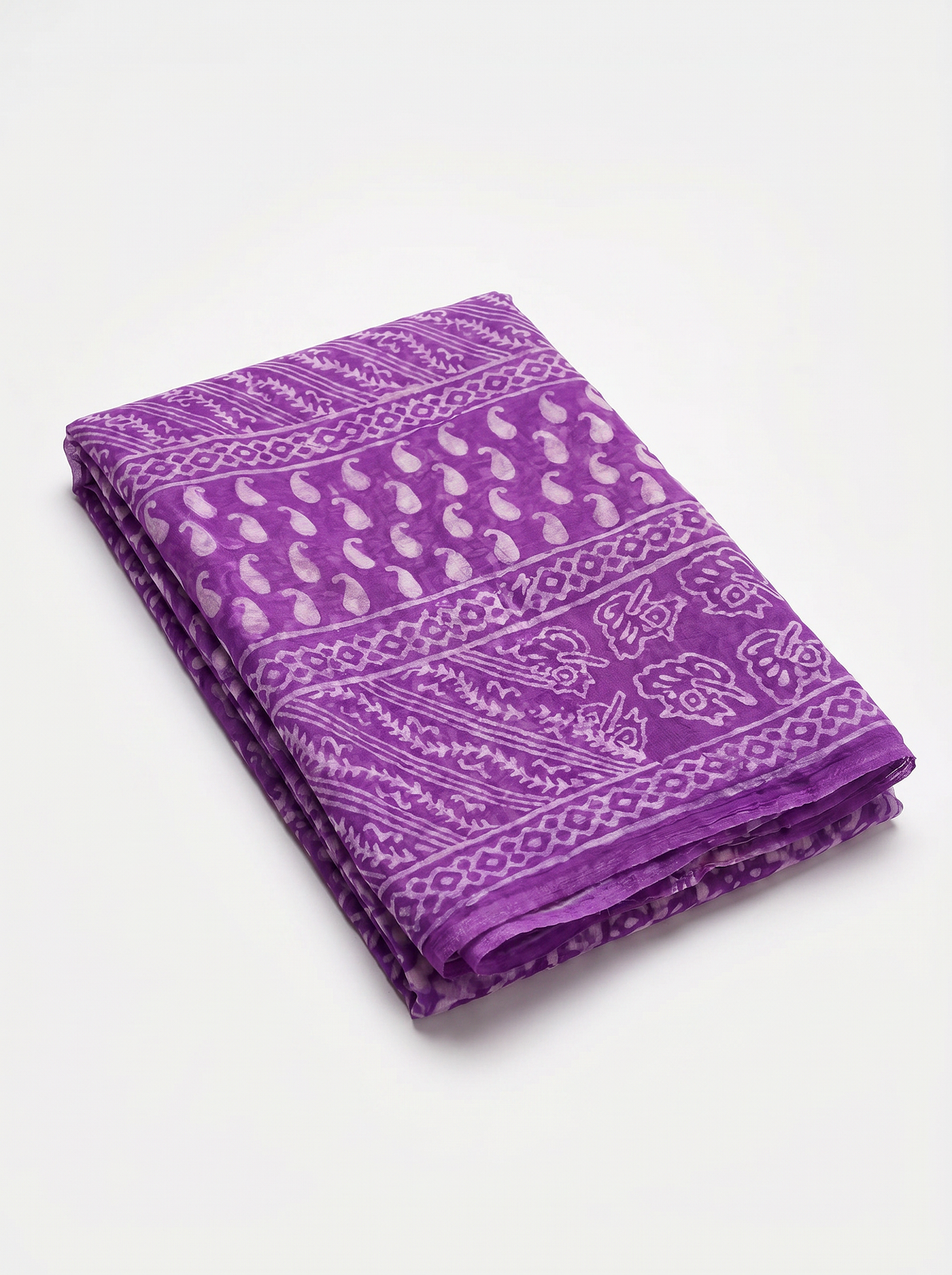 Pure Double Diamond Chiffon Saree | Violet Bagru Handblock Ajrakh Printed | Natural Dye | Nazakat image 5