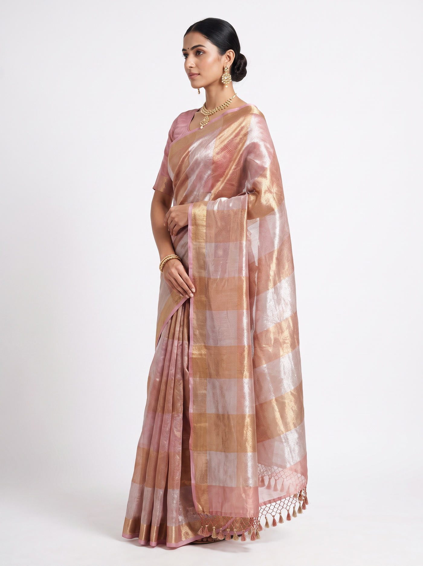 Pure Tissue Silk Saree | Silver Grey + Grey Brocade Woven Zari | Contrast Zari Border | Pahiza Sarees image 2
