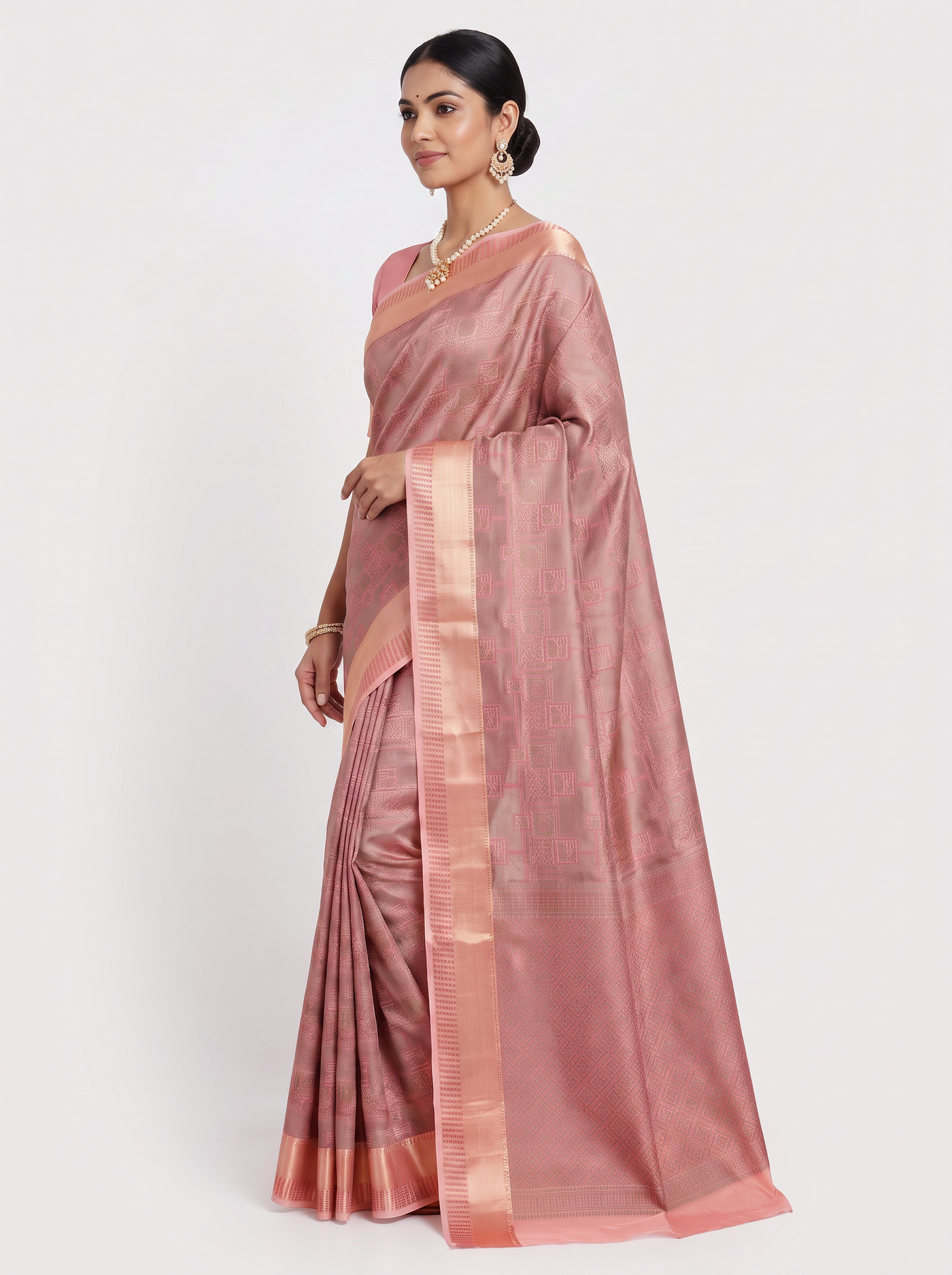 Meenakshi Silk Saree | Deep Red Festive Silk | Coordinated Border | Reshmi Sarees | Design 5 image 2