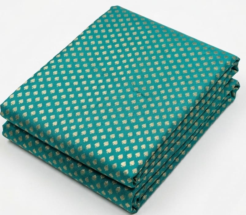 Pure Banarasi Zari Than Fabric - Rama Green - Bana