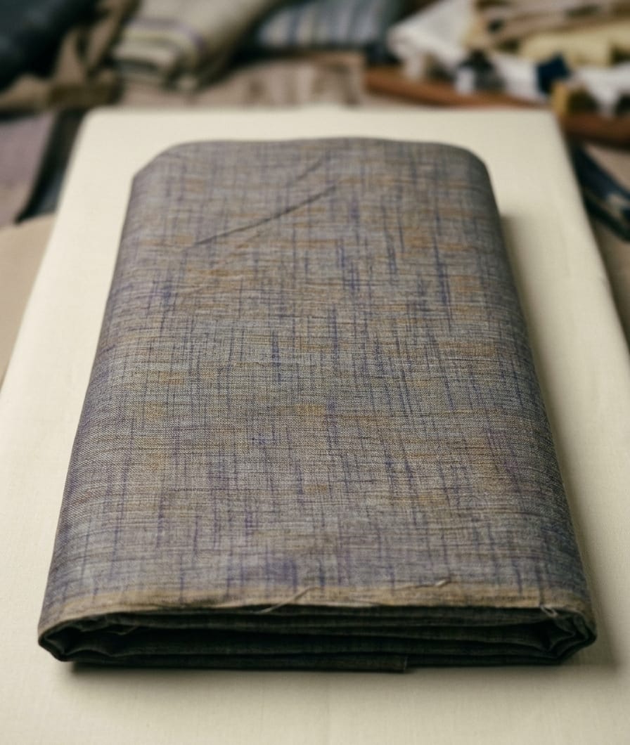 Khadi Silk Cotton Than Fabric - Charcoal Grey - Bana