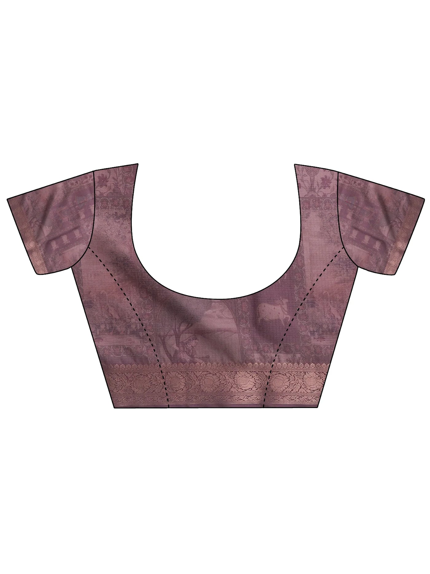Burgundy Tribal Printed Kota Saree With Unstitched Blouse Piece