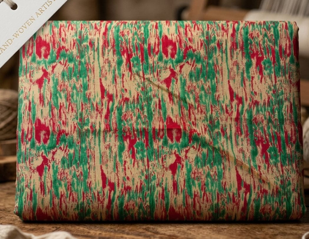 Breathable Cotton Print Than Fabric - Earth Brown Green - Bana