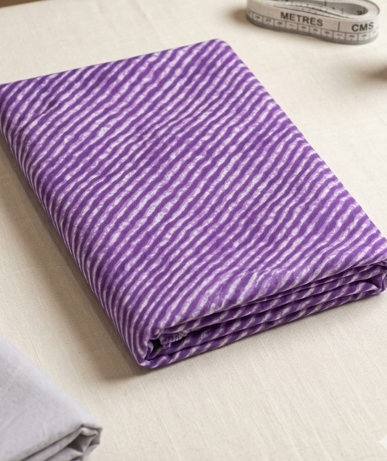 Soft Laheriya Cotton Than Fabric - Lavender - Bana