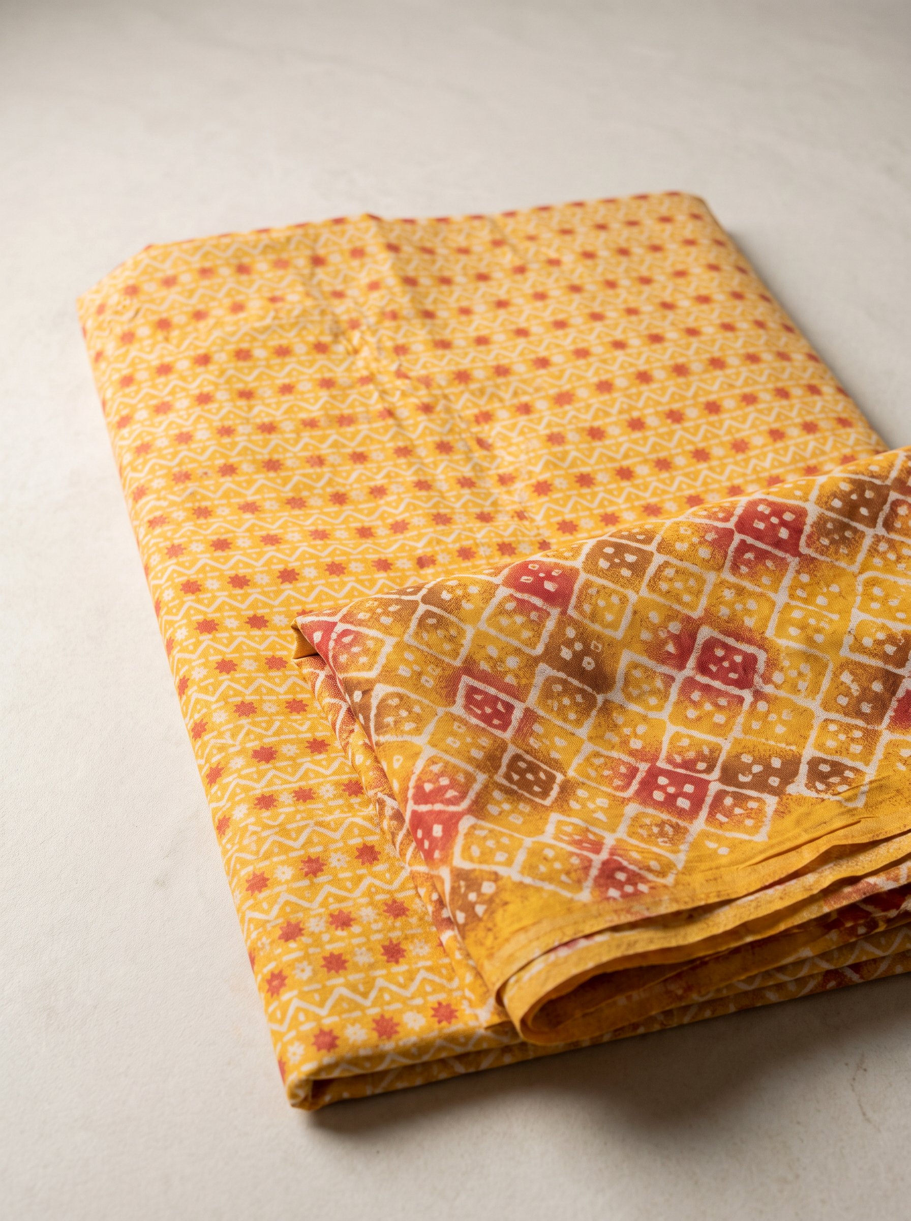 Mustard Yellow Cotton Print Cotton Than Fabric sold by meter at Bana