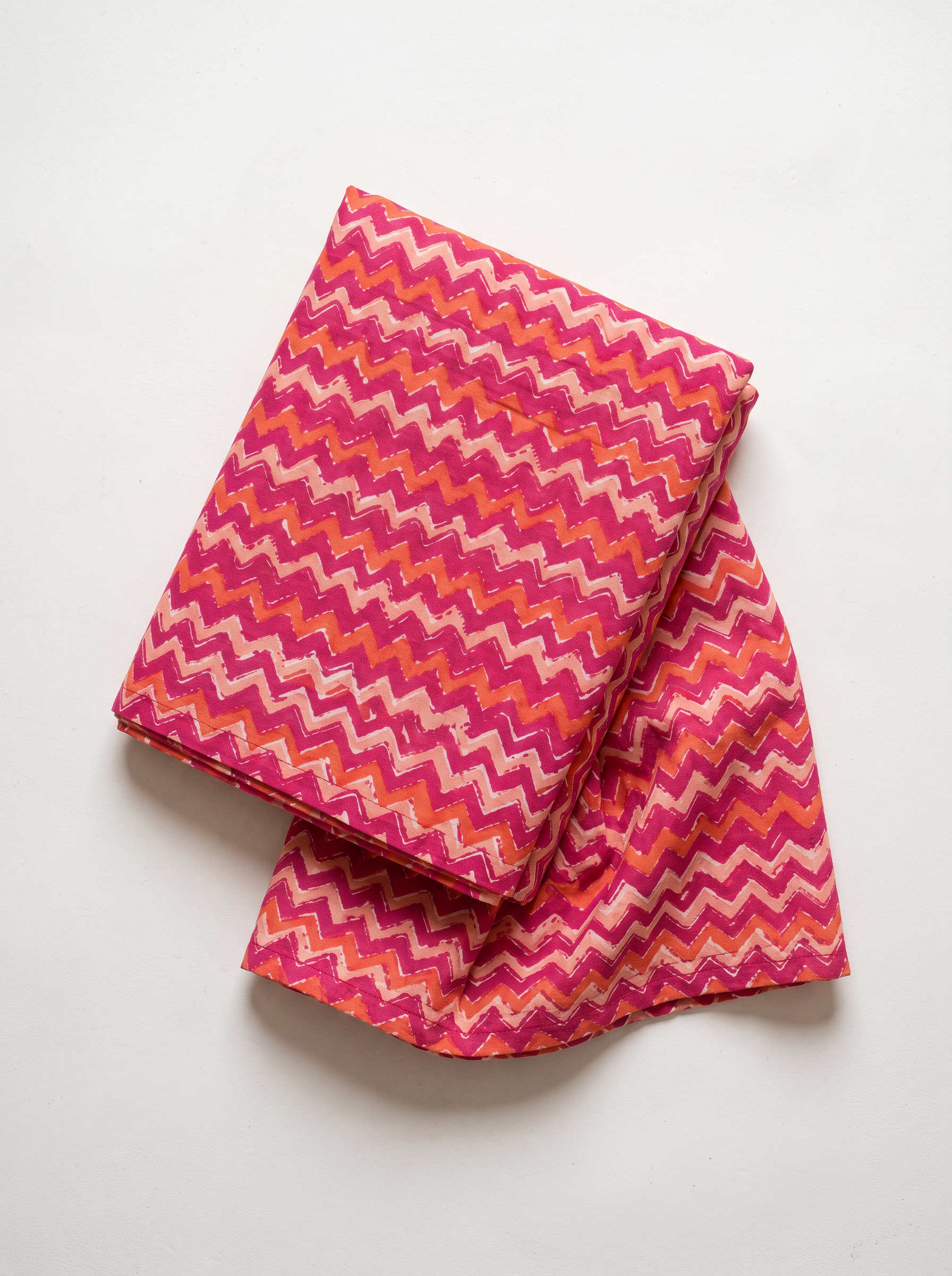 Rani Pink Hand Block Print Cotton Than Fabric sold by meter at Bana