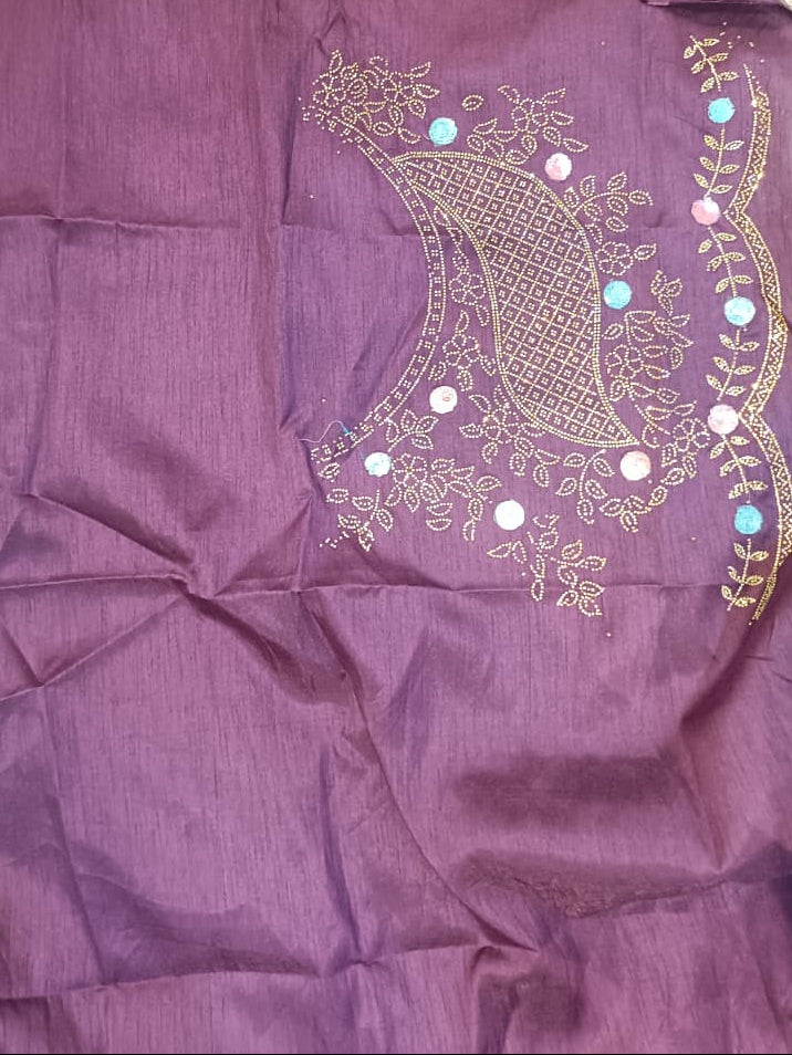 Rama Green & Dark Mustard Gimichu Satin Silk Saree - Rama Pink blouse detail
