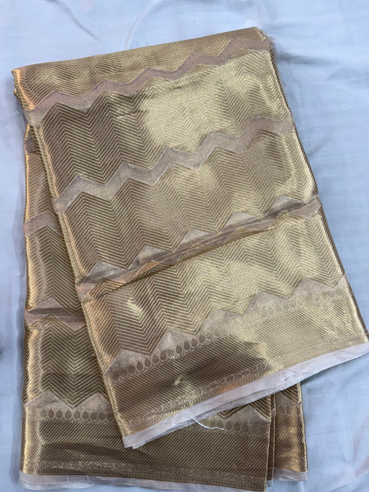 Pure Tissue Silk Saree | Gold Brocade Woven Zari | Contrast Zari Border | Pakhiza Sarees