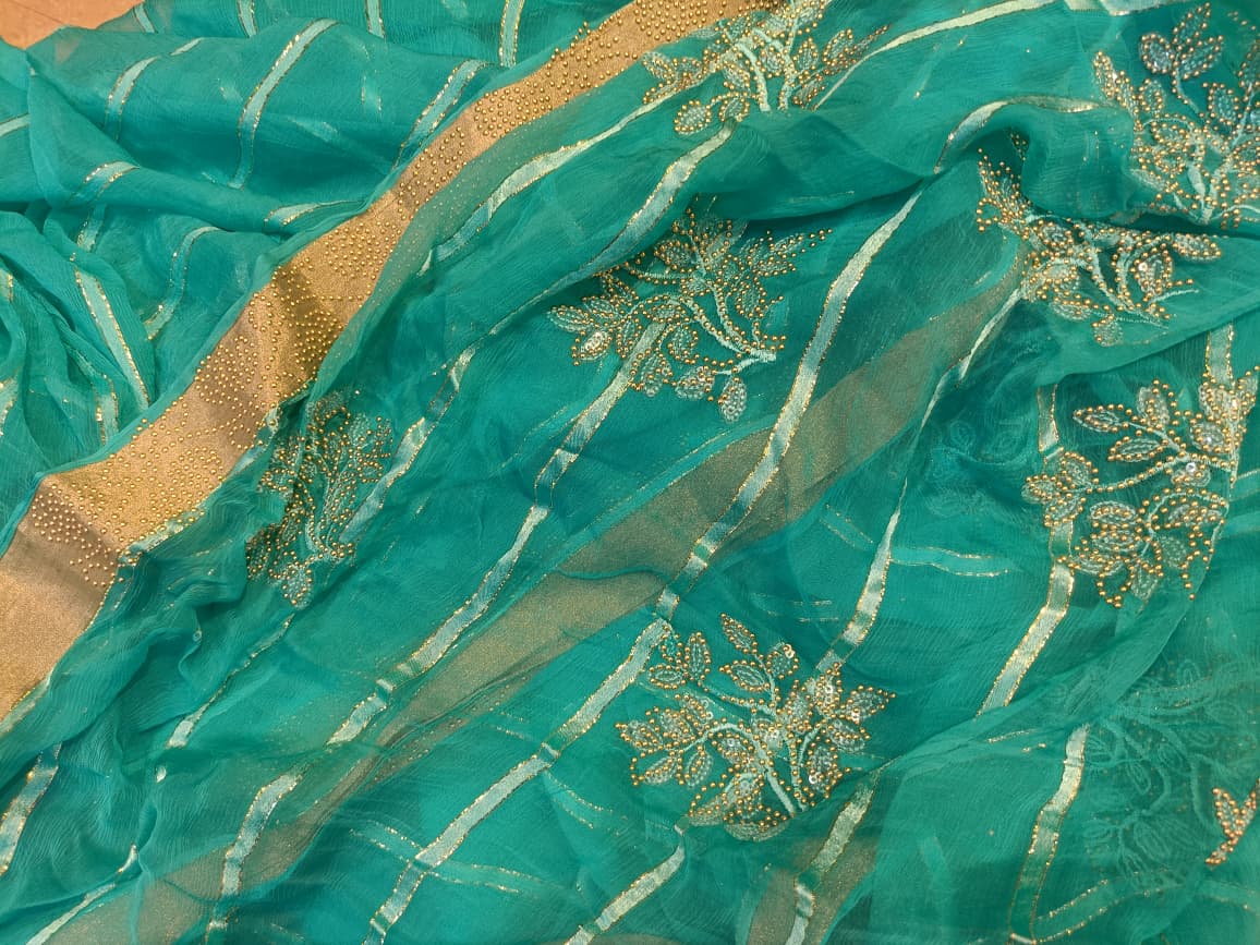 Diamond Chiffon Saree with All Over Sequence Work & Blouse