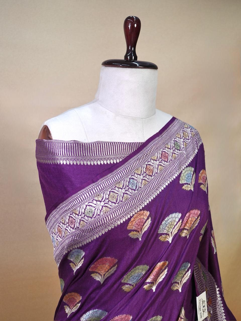 Banarasi Pure Handmade Munga Handbrush Silk Saree