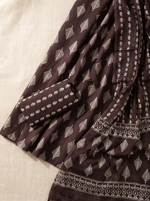 Charcoal Grey + Grey cotton suit with cotton dupatta unstitched suit material
