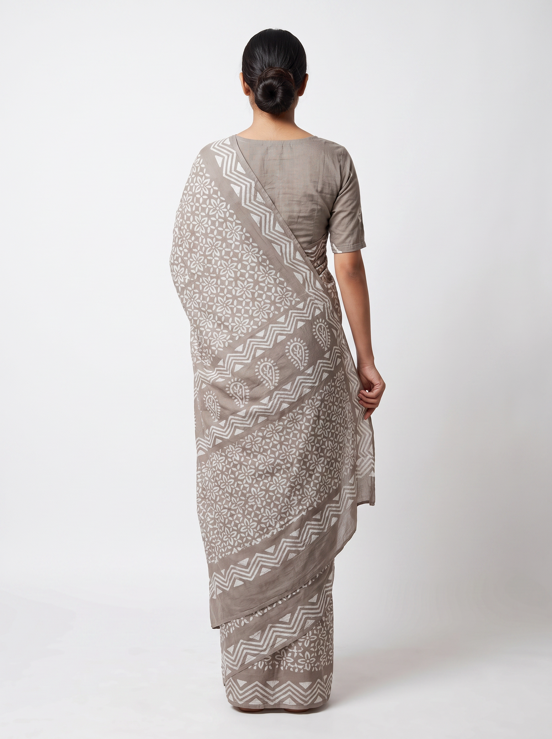 Mul Modal Cotton Terracotta Printed Dailywear Saree - Image 3