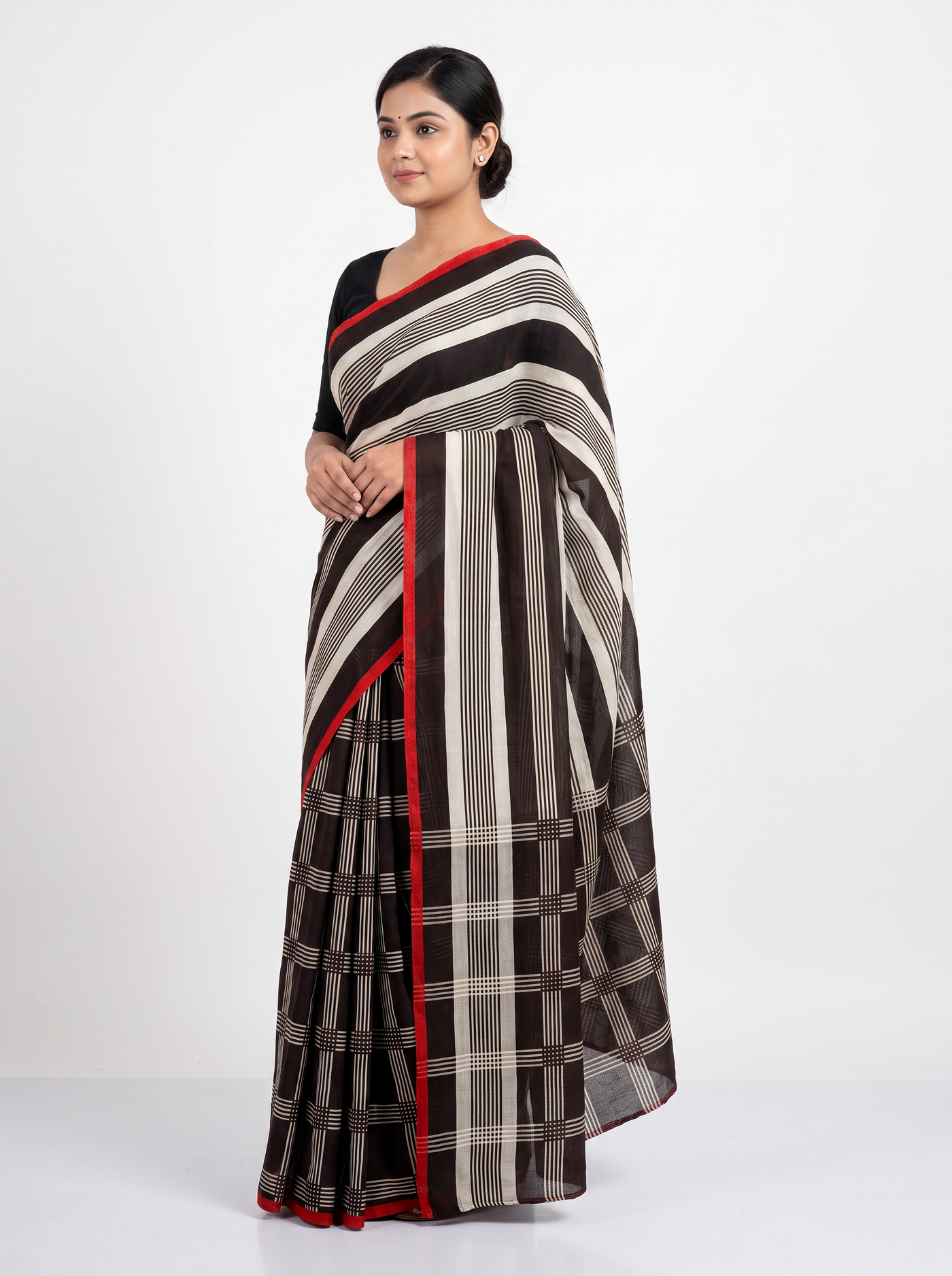 Mul Modal Cotton Wine Printed Dailywear Saree 2 - Image 1