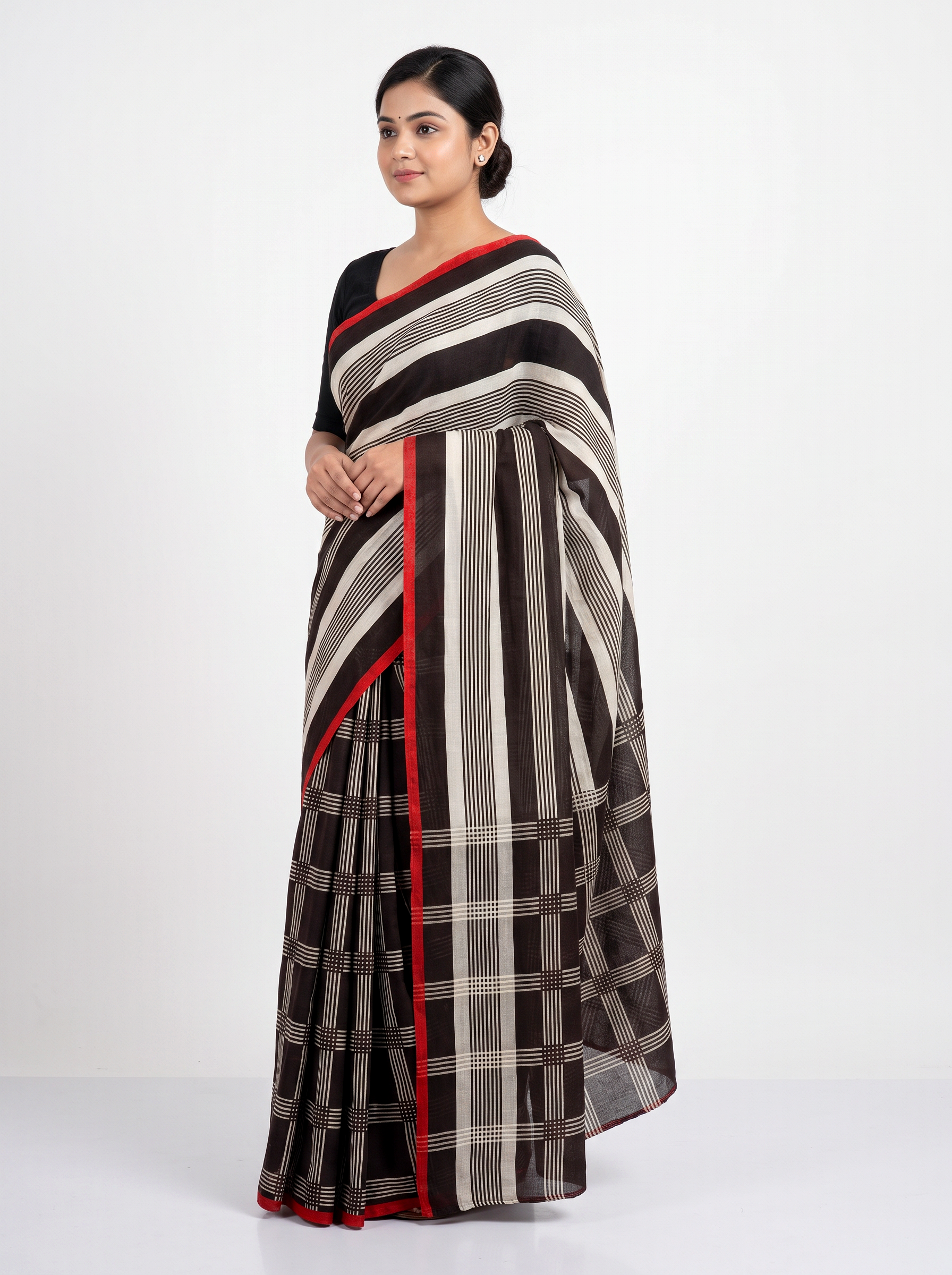Mul Modal Cotton Wine Printed Dailywear Saree 2 - Image 1