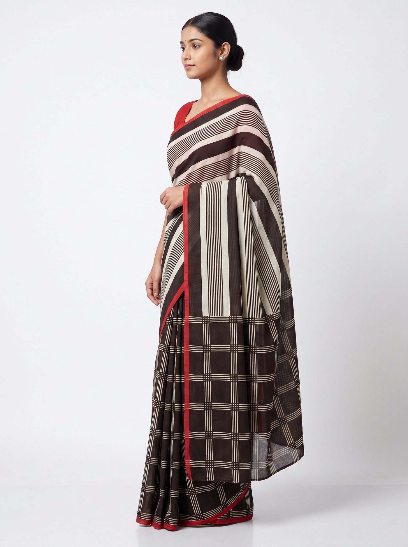 Mul Modal Cotton Wine Printed Dailywear Saree 2 - Image 2