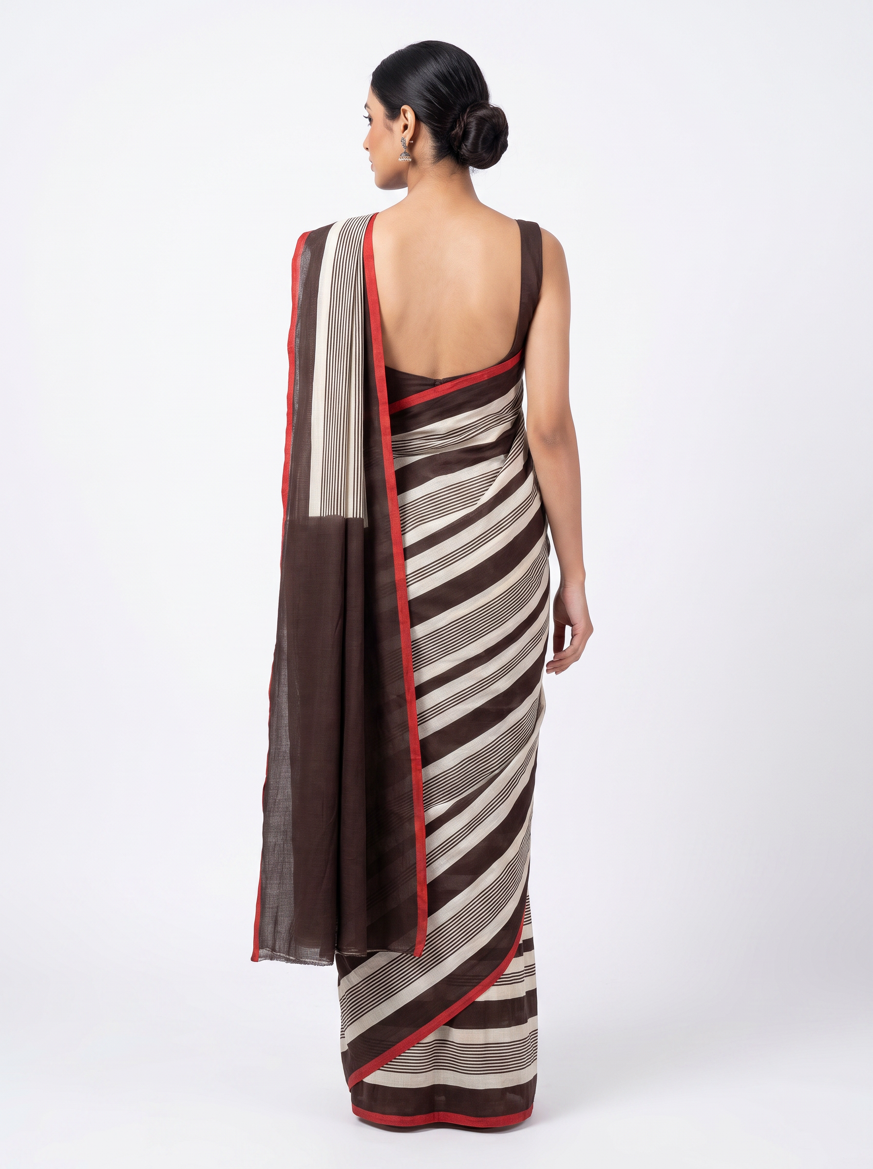 Mul Modal Cotton Wine Printed Dailywear Saree - Image 3
