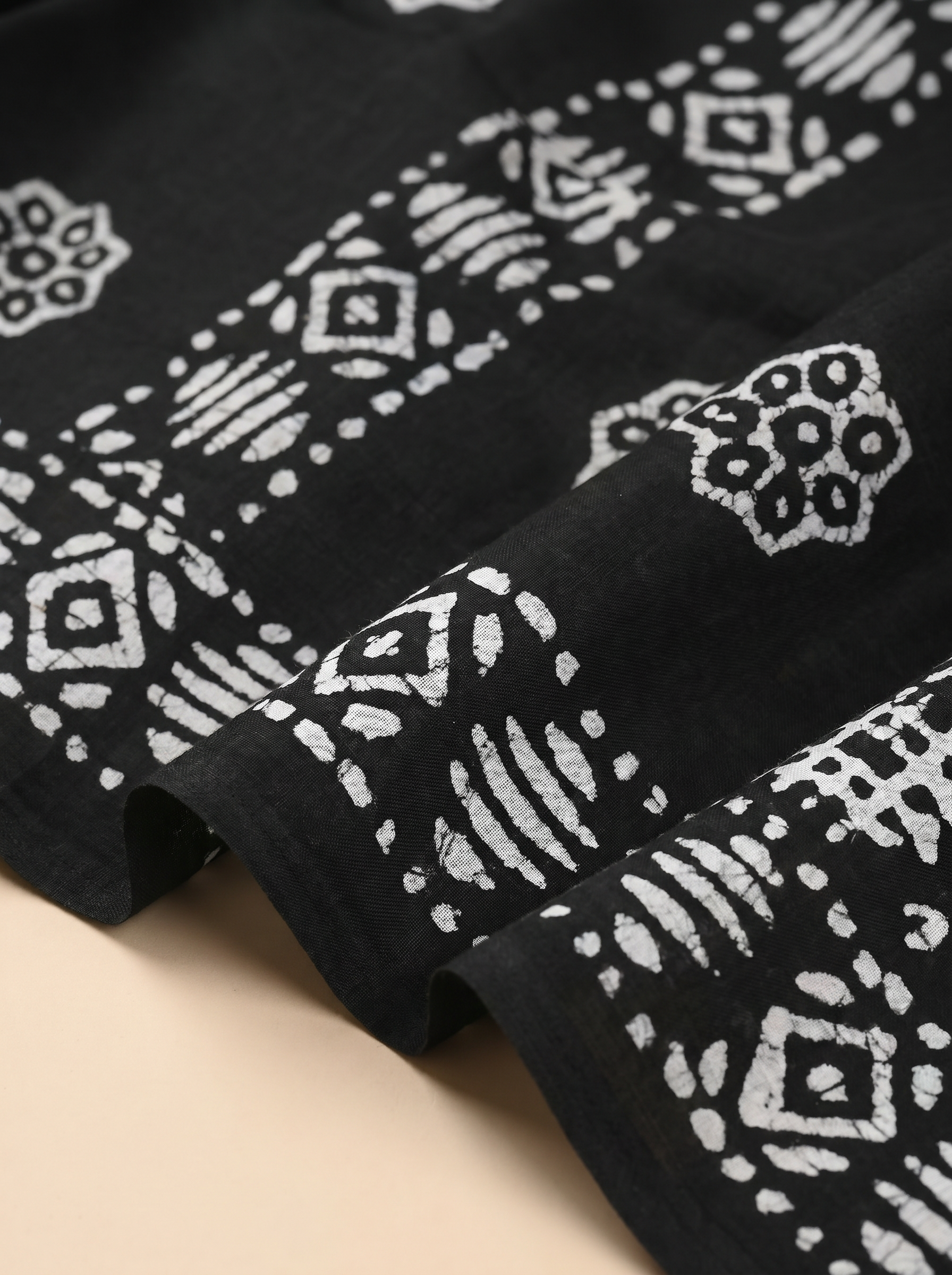 Pure Mulmul Cotton Saree | Charcoal Grey + Black + Grey Handblock Print | Summer & Office Wear | With Blouse | Design 2 image 5