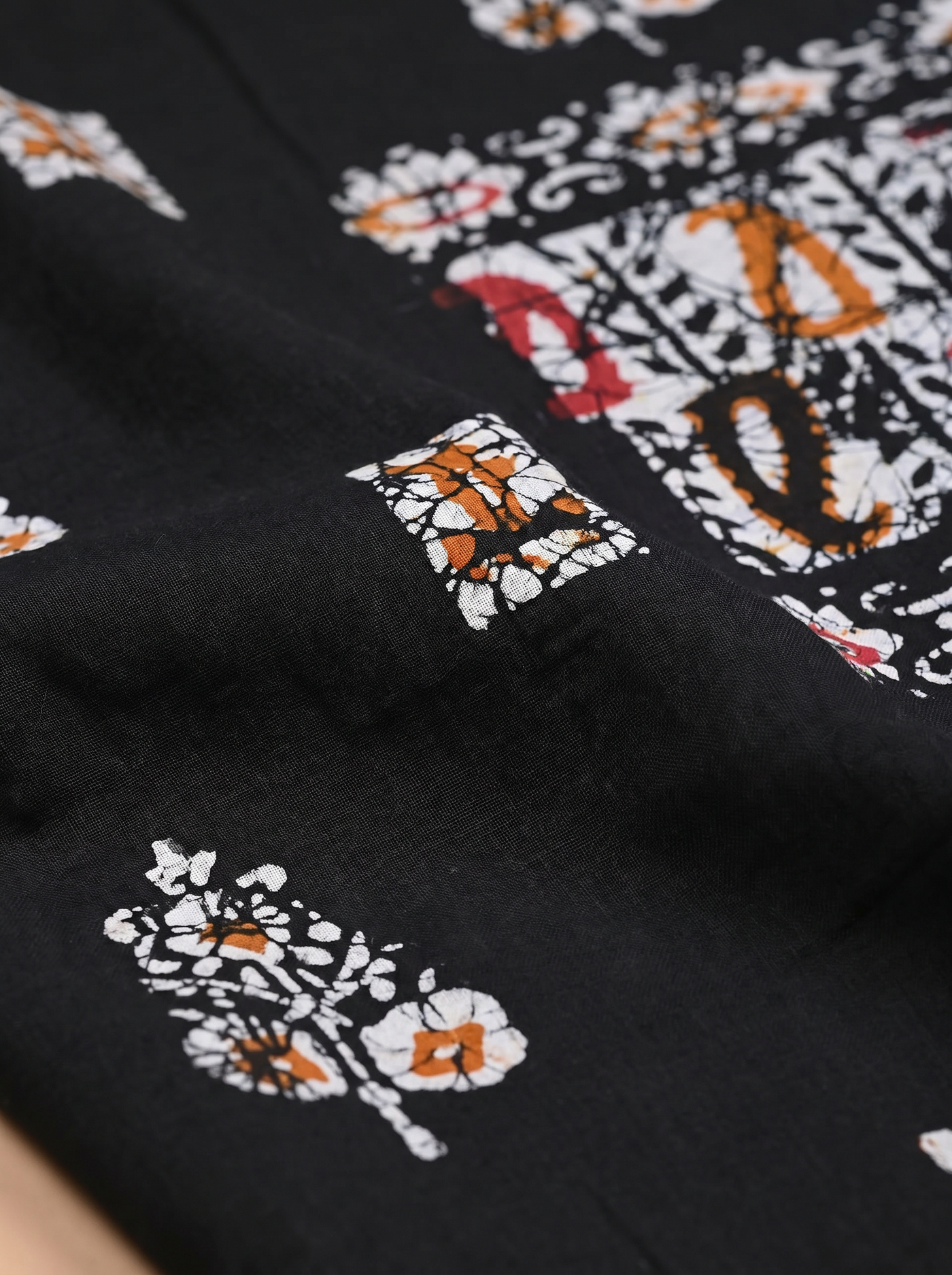 Pure Mulmul Cotton Saree | Charcoal Grey + Black + Grey Handblock Print | Summer & Office Wear | With Blouse | Design 3 image 5