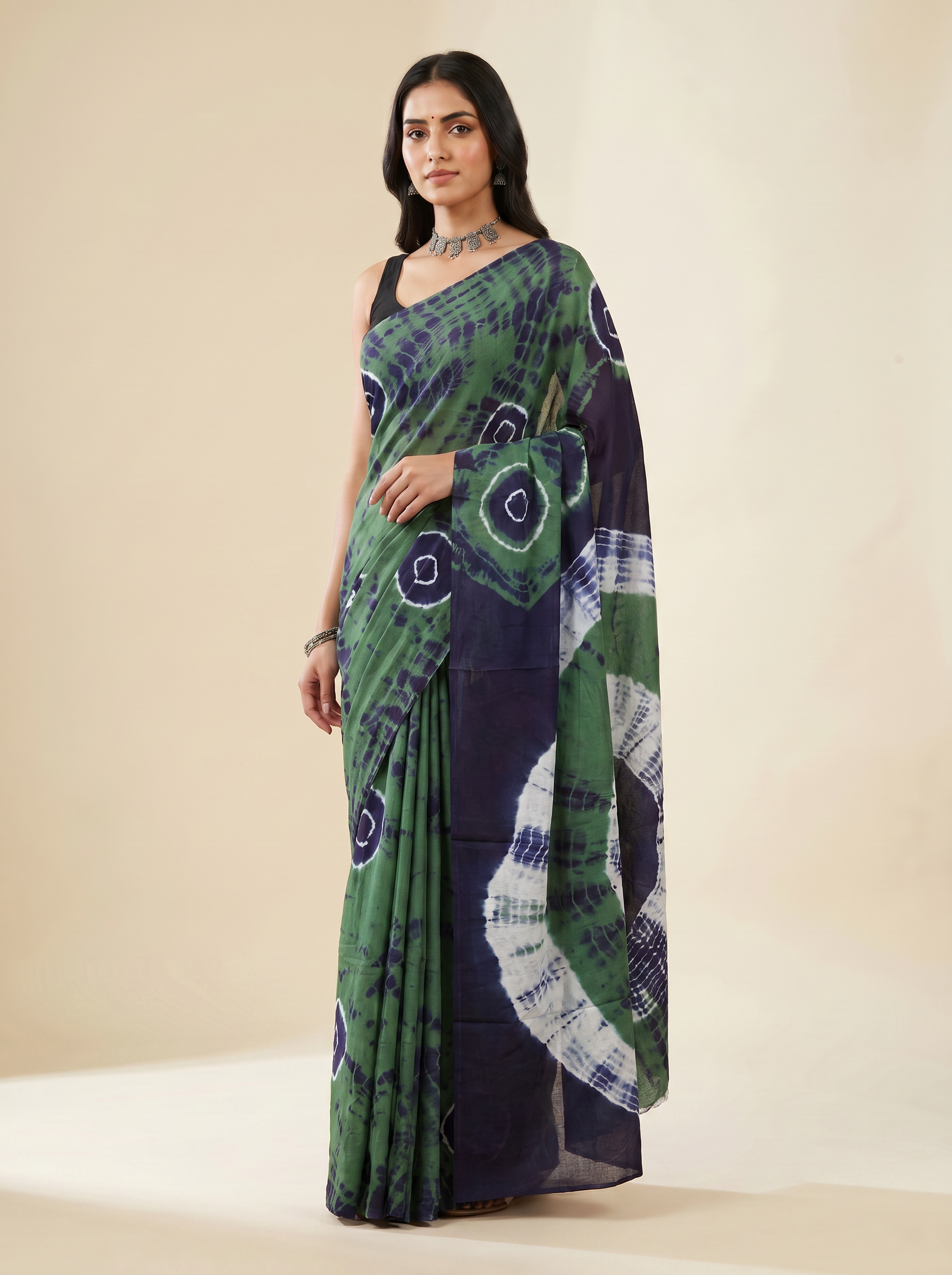 Bottle Green + Charcoal Grey + Grey + Plum pure mulmul cotton saree with blouse