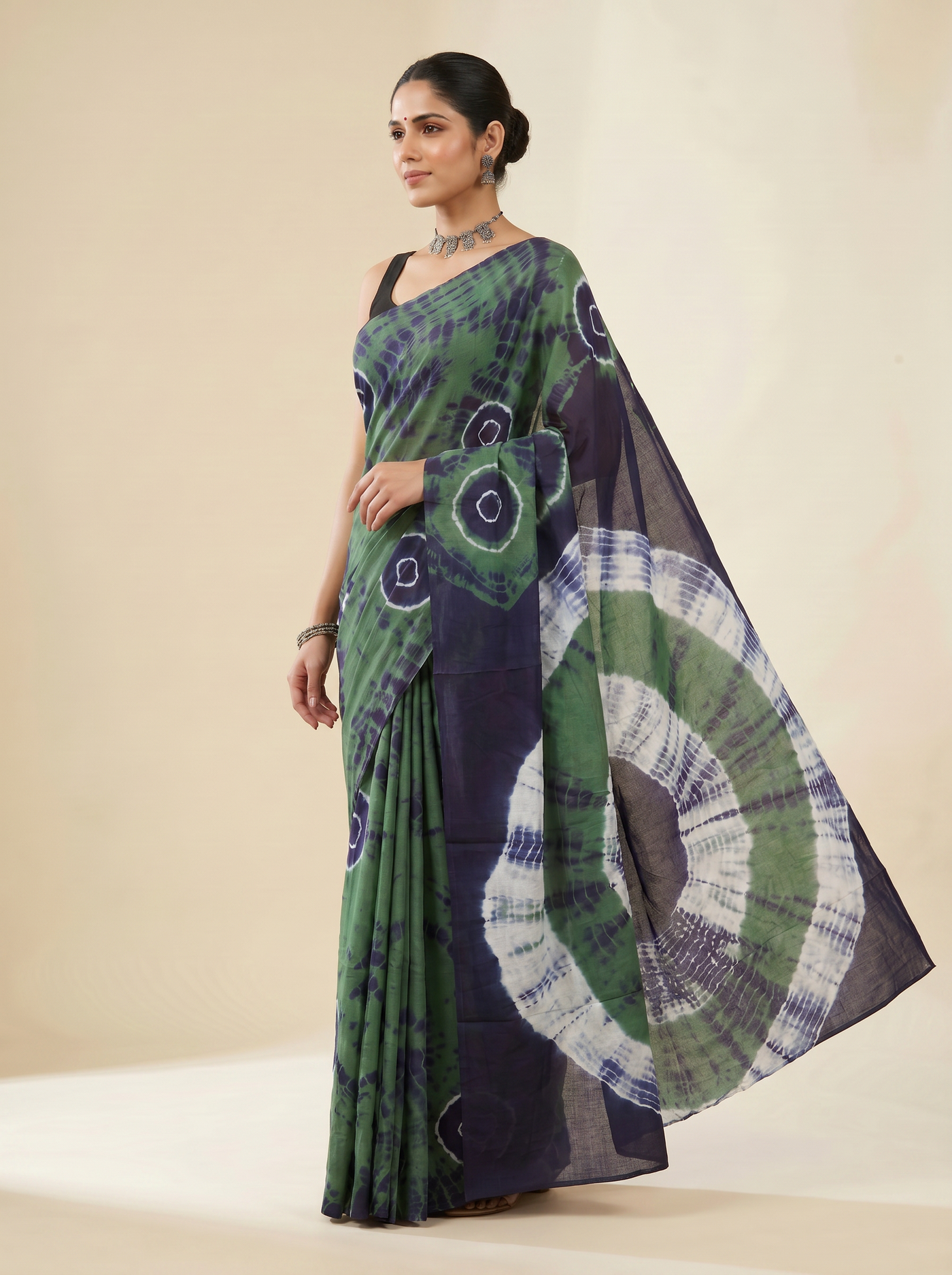 Pure Mulmul Cotton Saree | Bottle Green + Charcoal Grey + Grey + Plum Handblock Print | Summer & Office Wear | With Blouse image 2