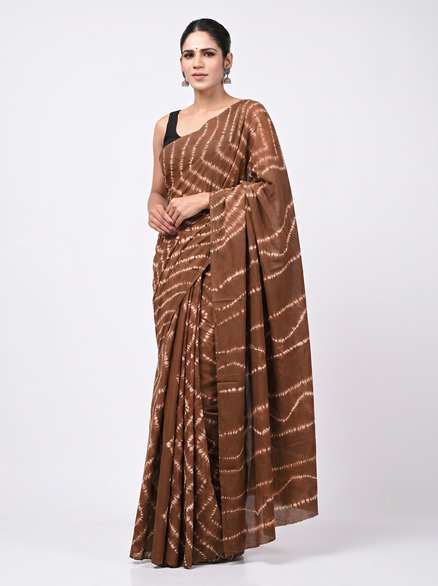 Brick Red pure mulmul cotton saree with blouse