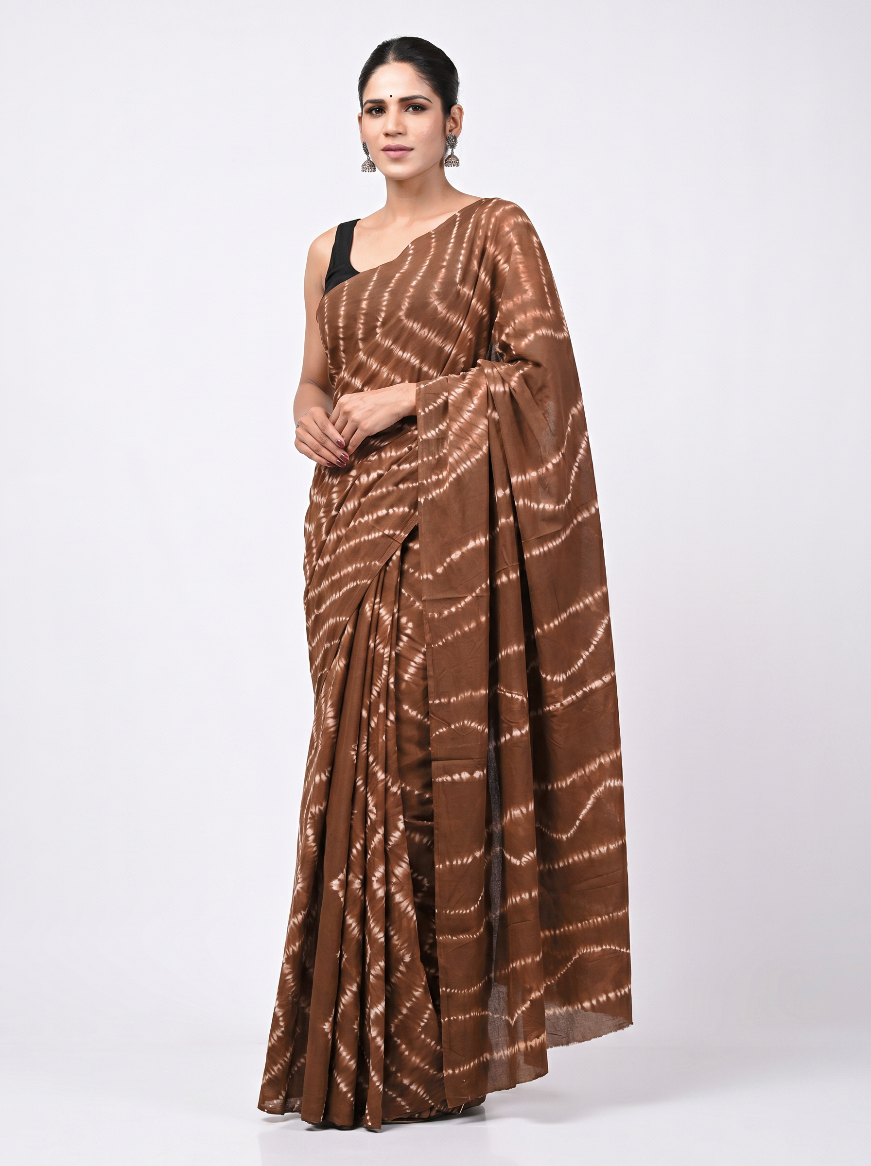 Brick Red pure mulmul cotton saree with blouse