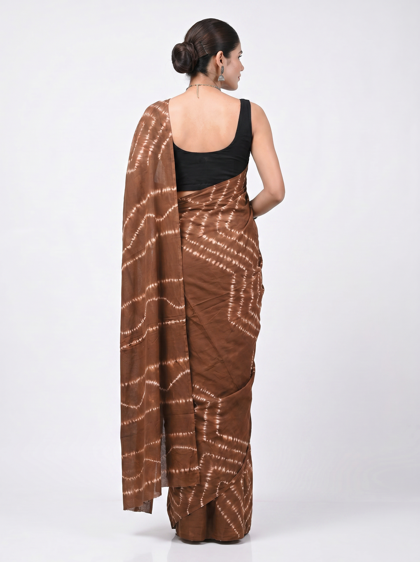 Pure Mulmul Cotton Saree | Brick Red Handblock Print | Summer & Office Wear | With Blouse image 3