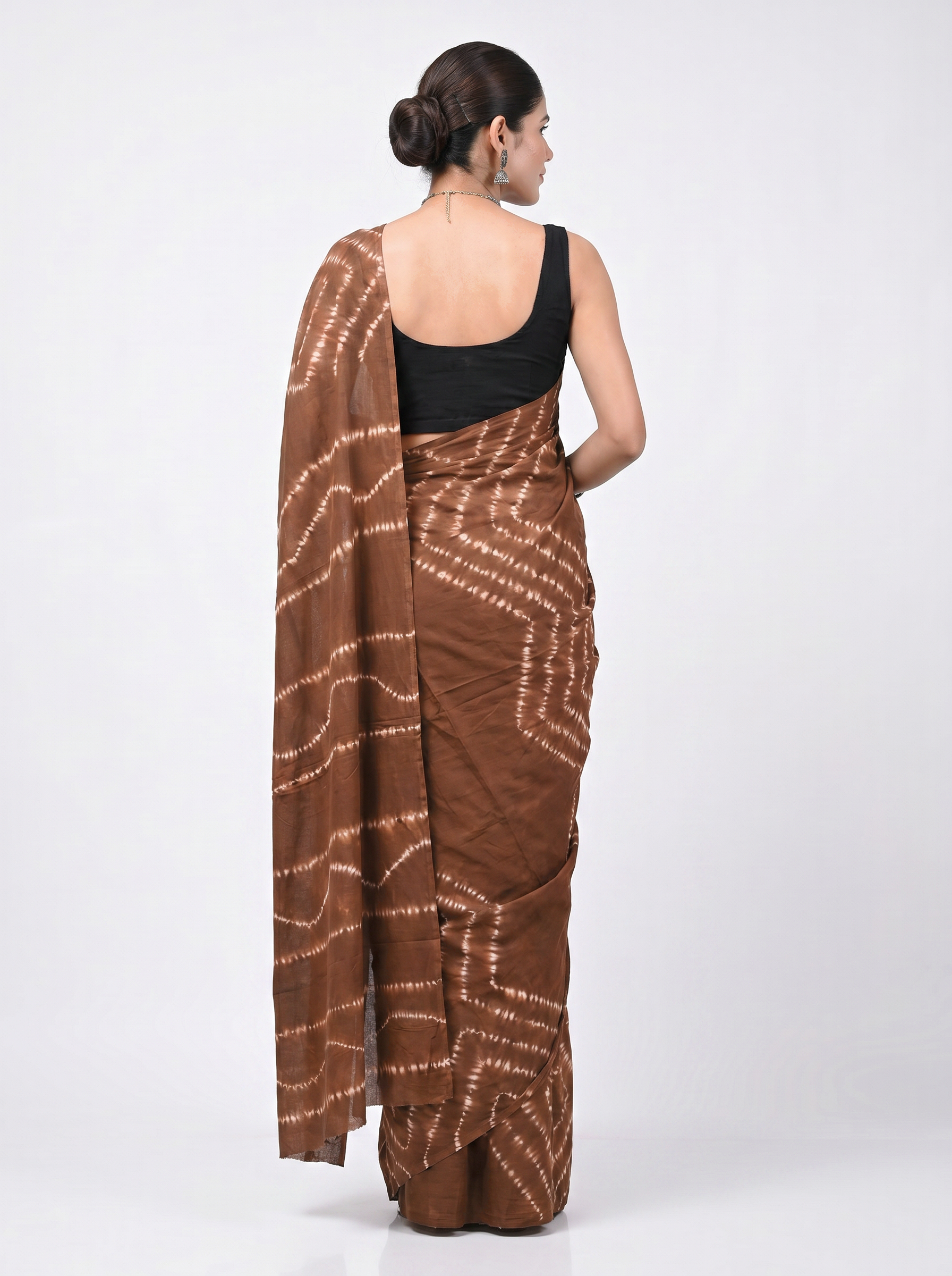 Pure Mulmul Cotton Saree | Brick Red Handblock Print | Summer & Office Wear | With Blouse image 3