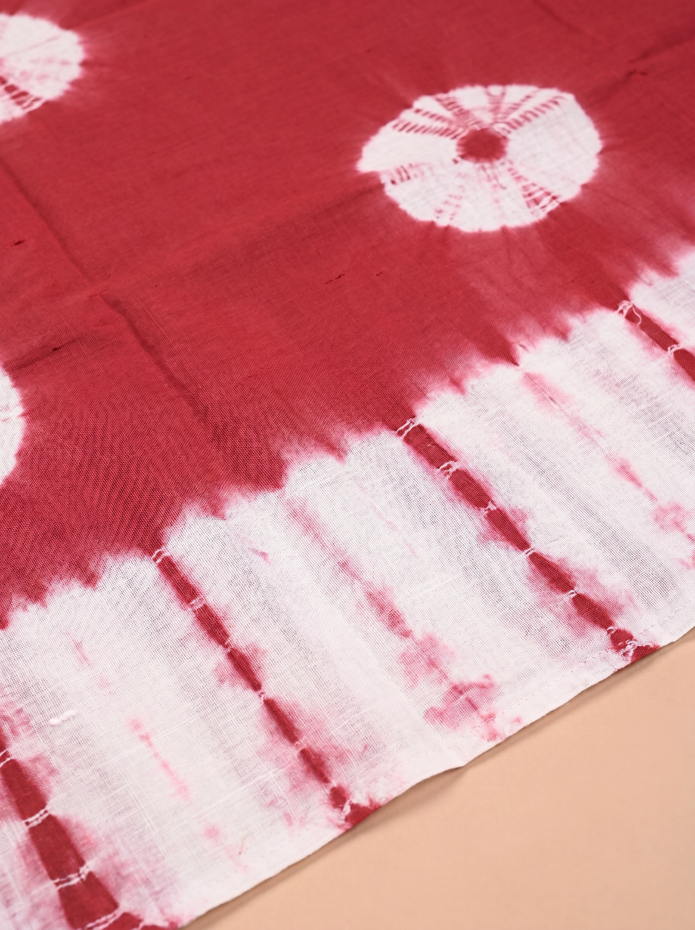 Pure Mulmul Cotton Saree | Crimson + Beige Handblock Print | Summer & Office Wear | With Blouse image 5