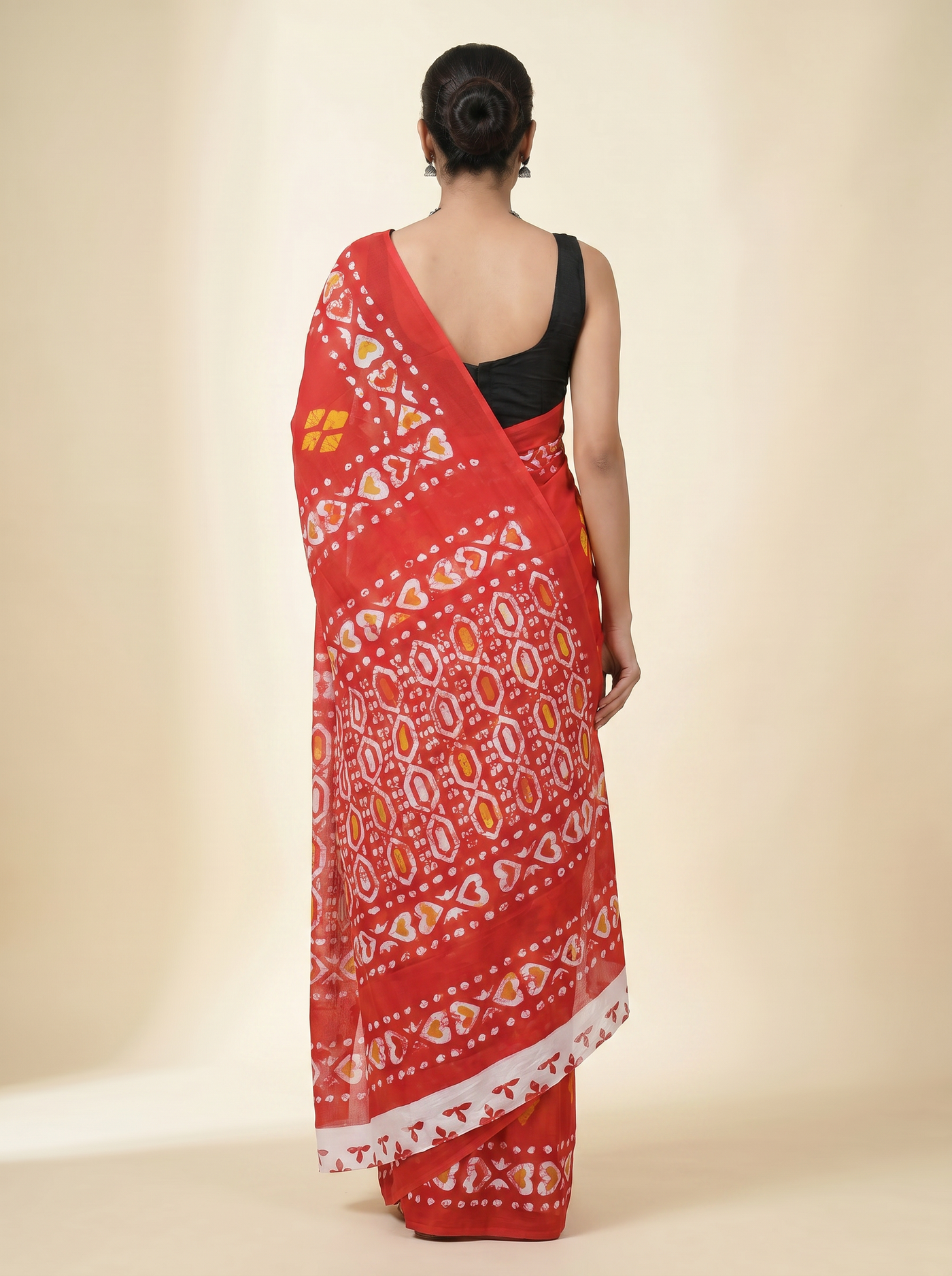 Pure Mulmul Cotton Saree | Crimson Handblock Print | Summer & Office Wear | With Blouse | Design 2 image 3