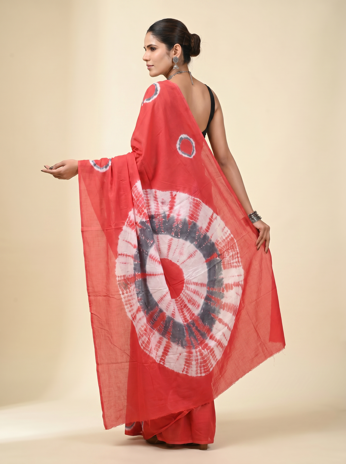 Pure Mulmul Cotton Saree | Crimson Handblock Print | Summer & Office Wear | With Blouse | Design 3 image 4