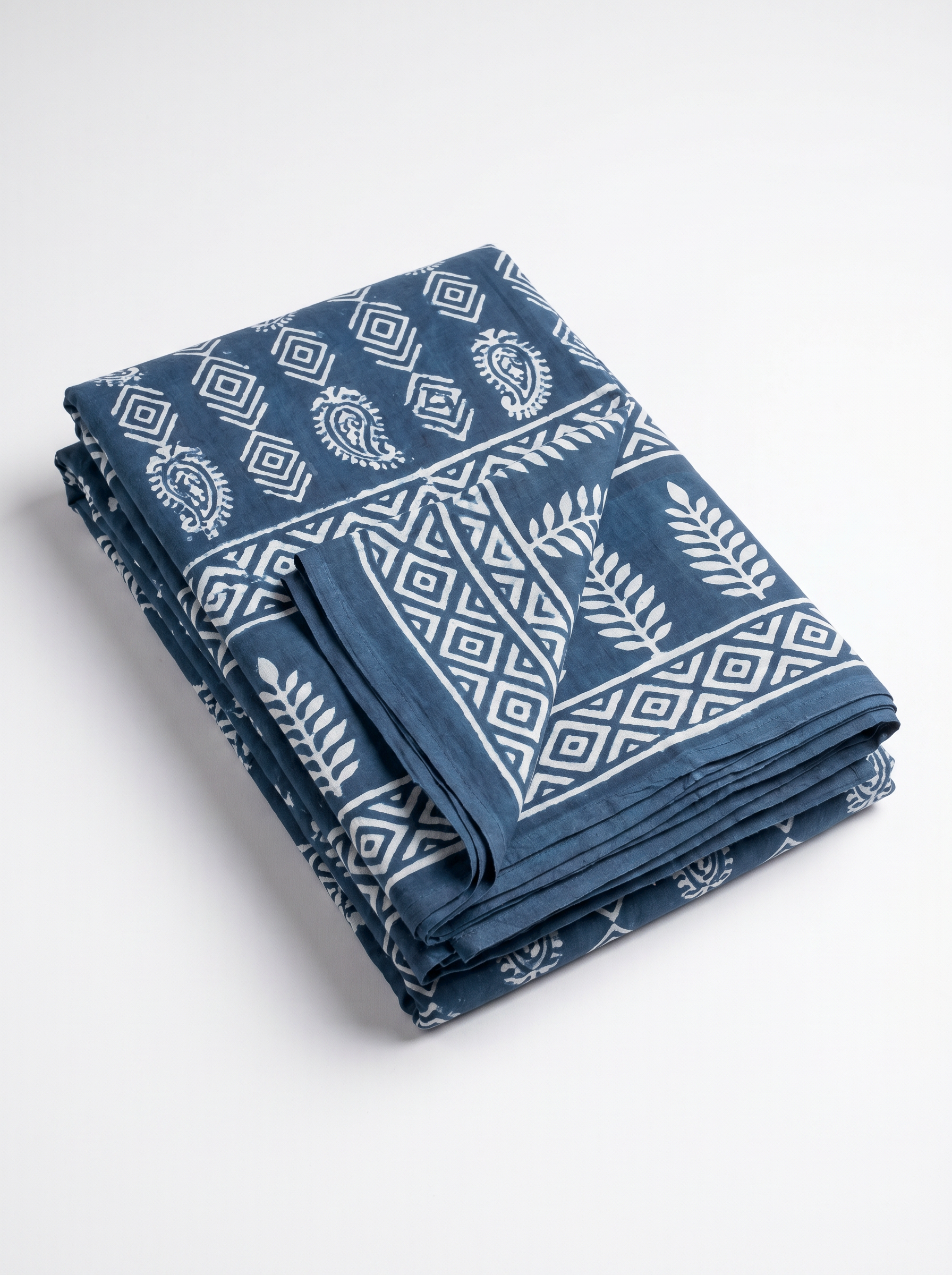 Pure Mulmul Cotton Saree | Ink Blue Handblock Print | Summer & Office Wear | With Blouse | Design 2 image 5